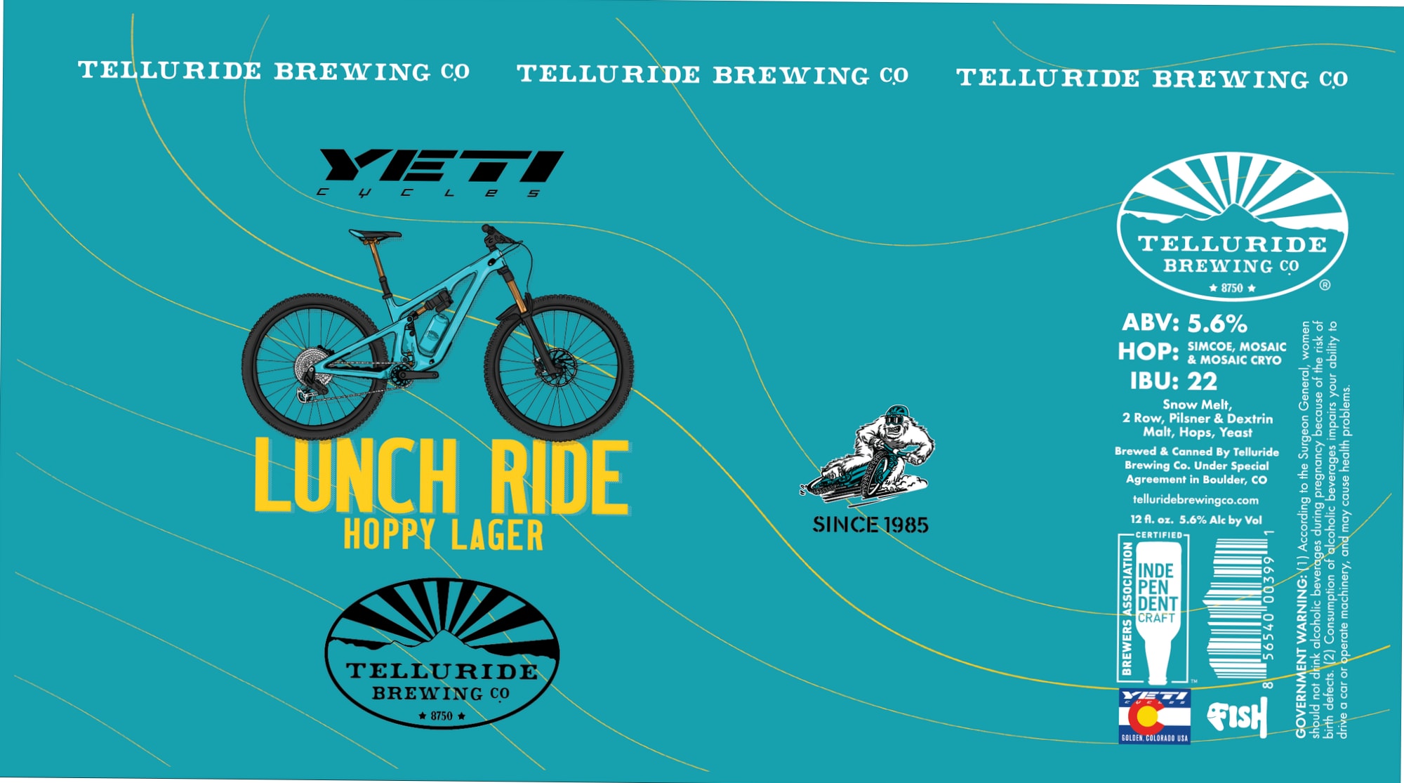 Lunch Ride by Telluride Brewing Co. - beer label