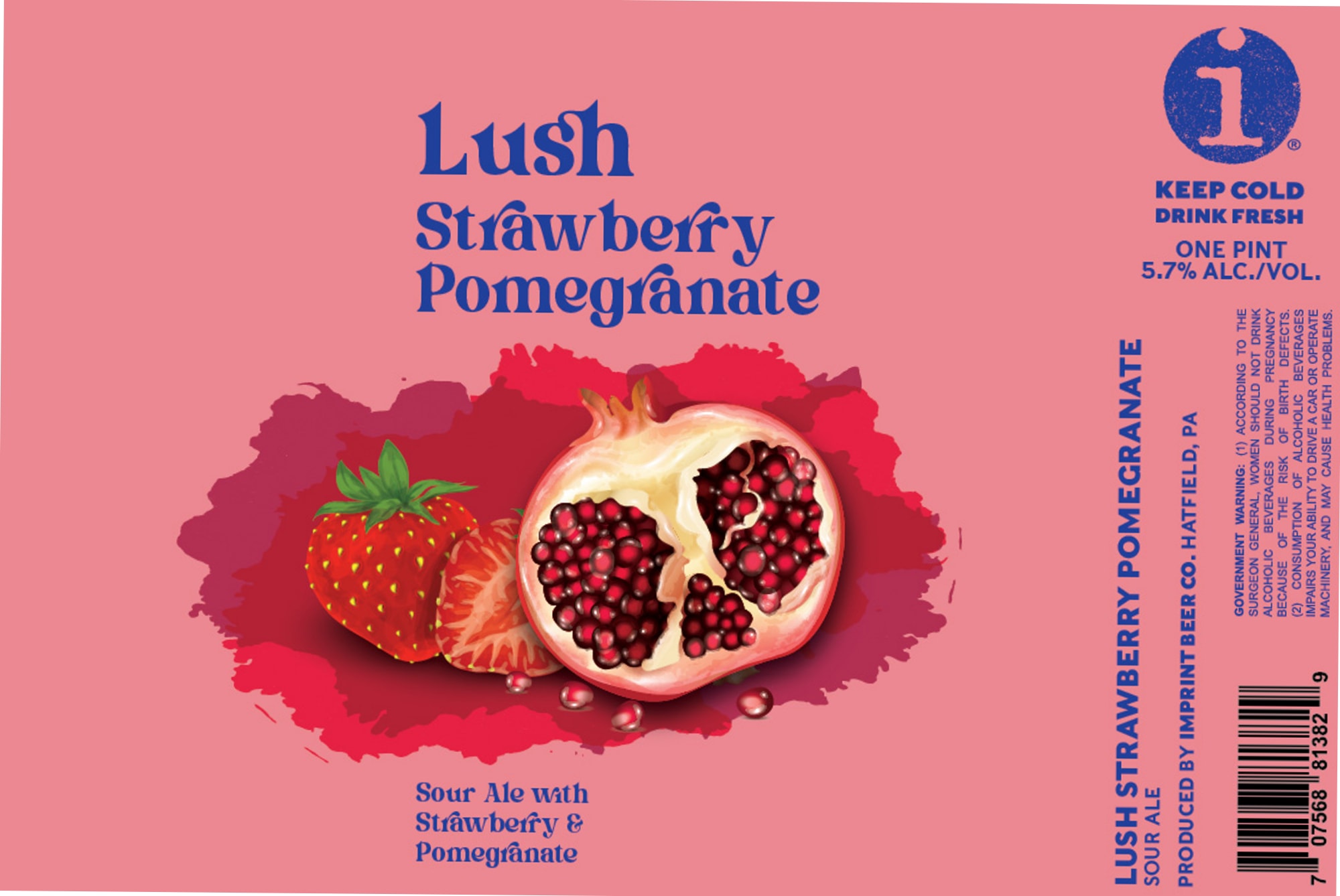 Lush Strawberry Pomegranate by Imprint Beer Co. - beer label