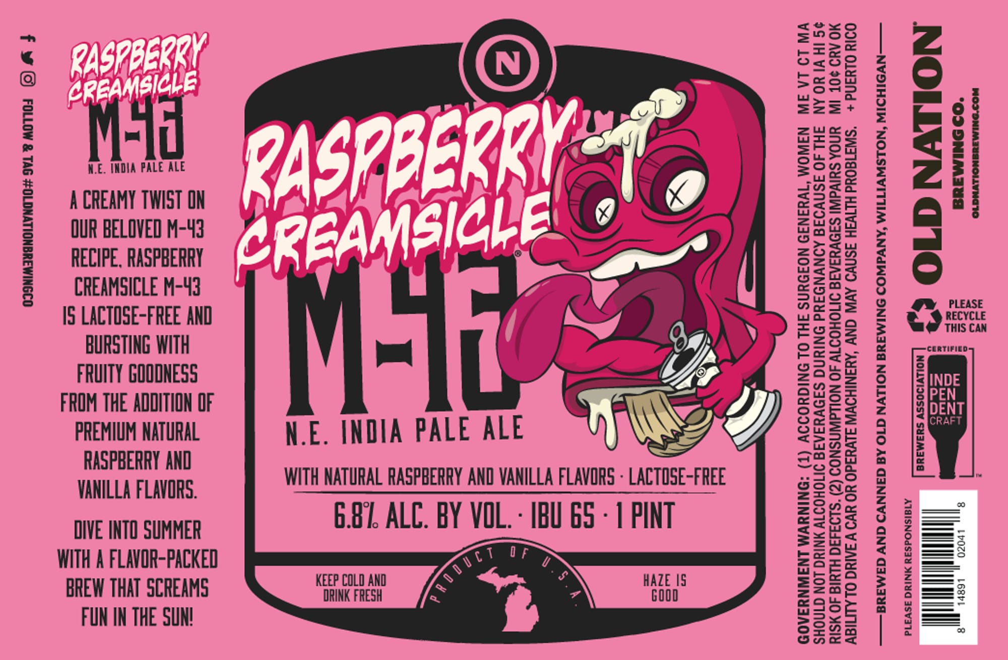 M-43 Raspberry Creamsicle by Old Nation Brewing Co. - beer label