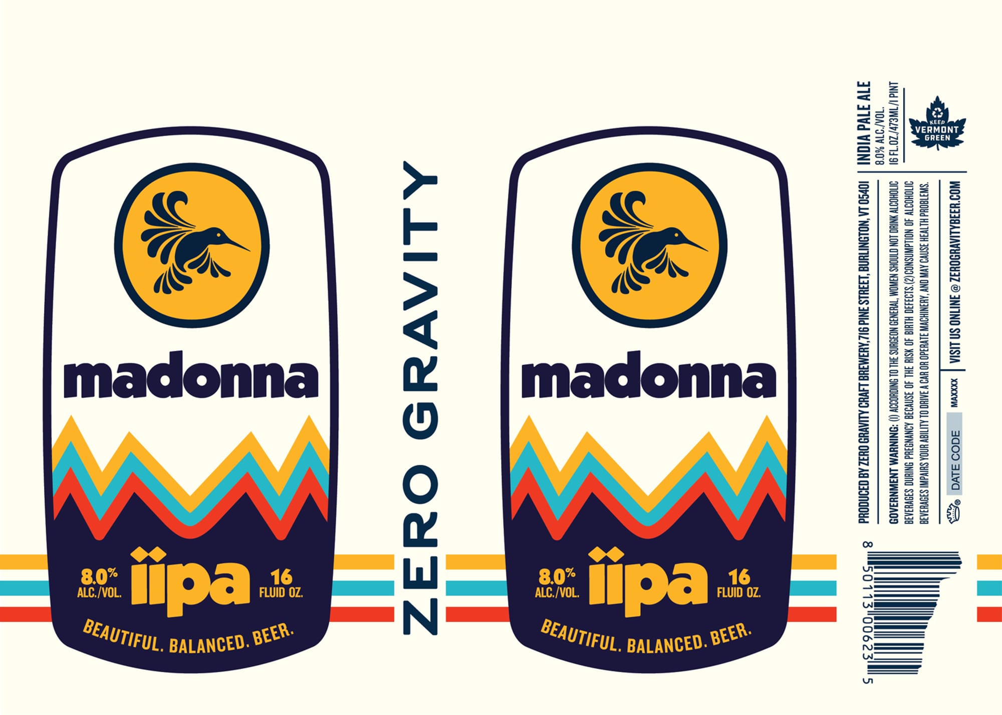 Madonna by Zero Gravity - beer label