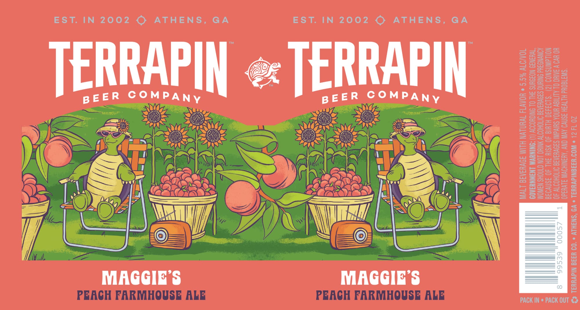 Maggie's Peach Farmhouse Ale by Terrapin Beer Company - beer label