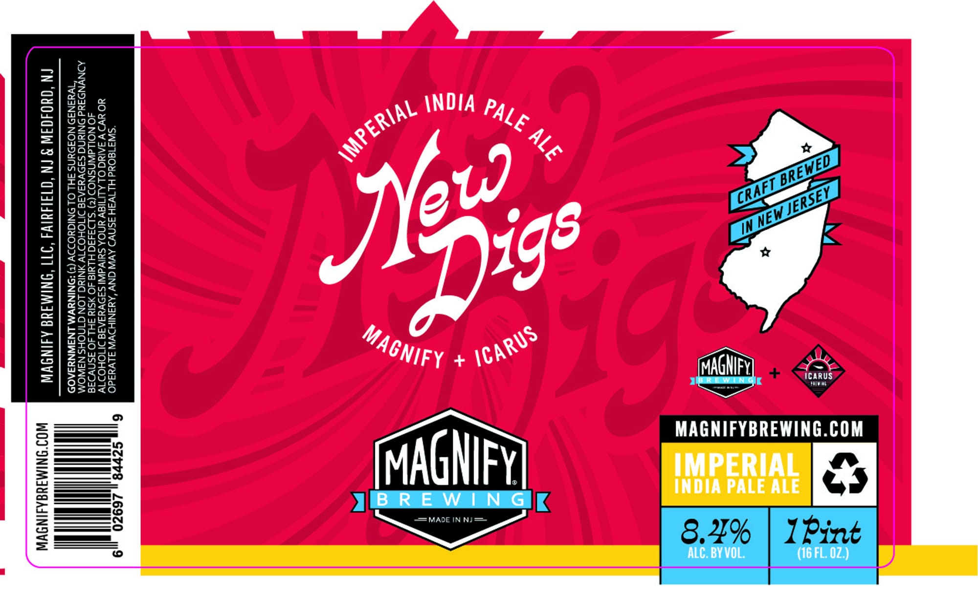 New Digs Icarus by Magnify Brewing - beer label