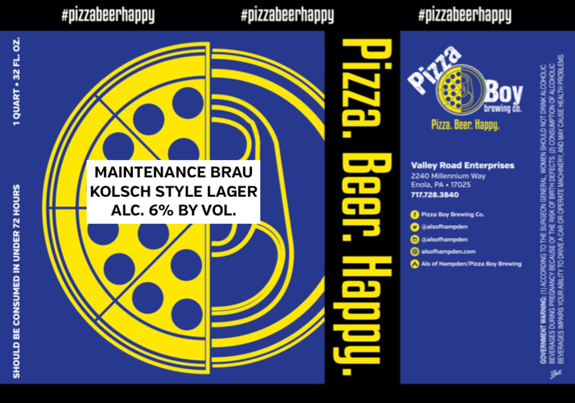 Maintenance Brau by Pizza Boy Brewing Co. - beer label