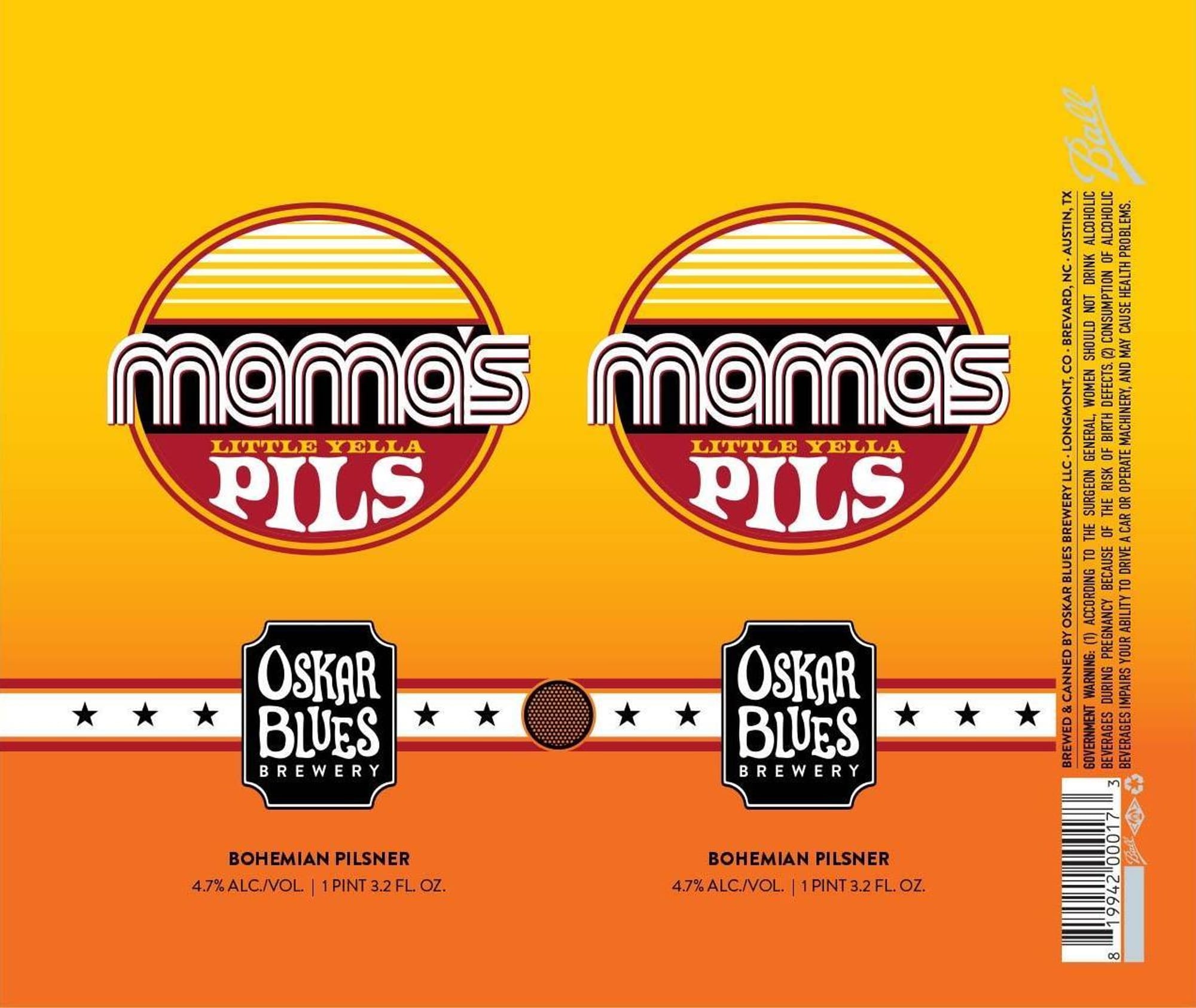 Mama’s Little Yella Pilsner by Oskar Blues Brewery - beer label