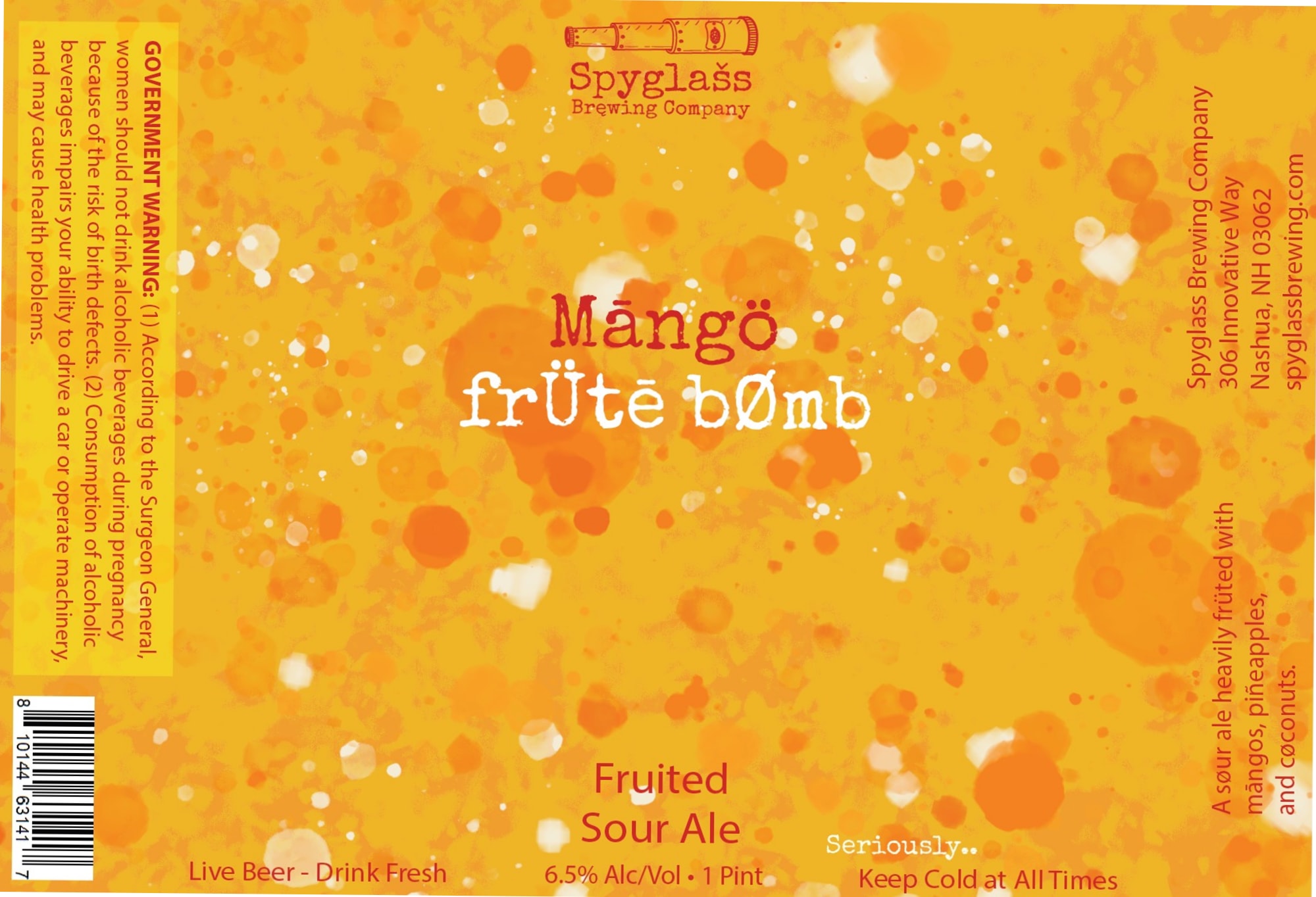 Mango Früte Bömb by Spyglass Brewing Company - beer label