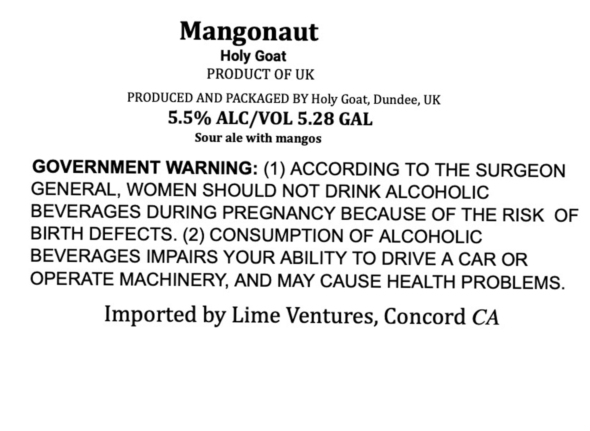 Mangonaut by Holy Goat - beer label