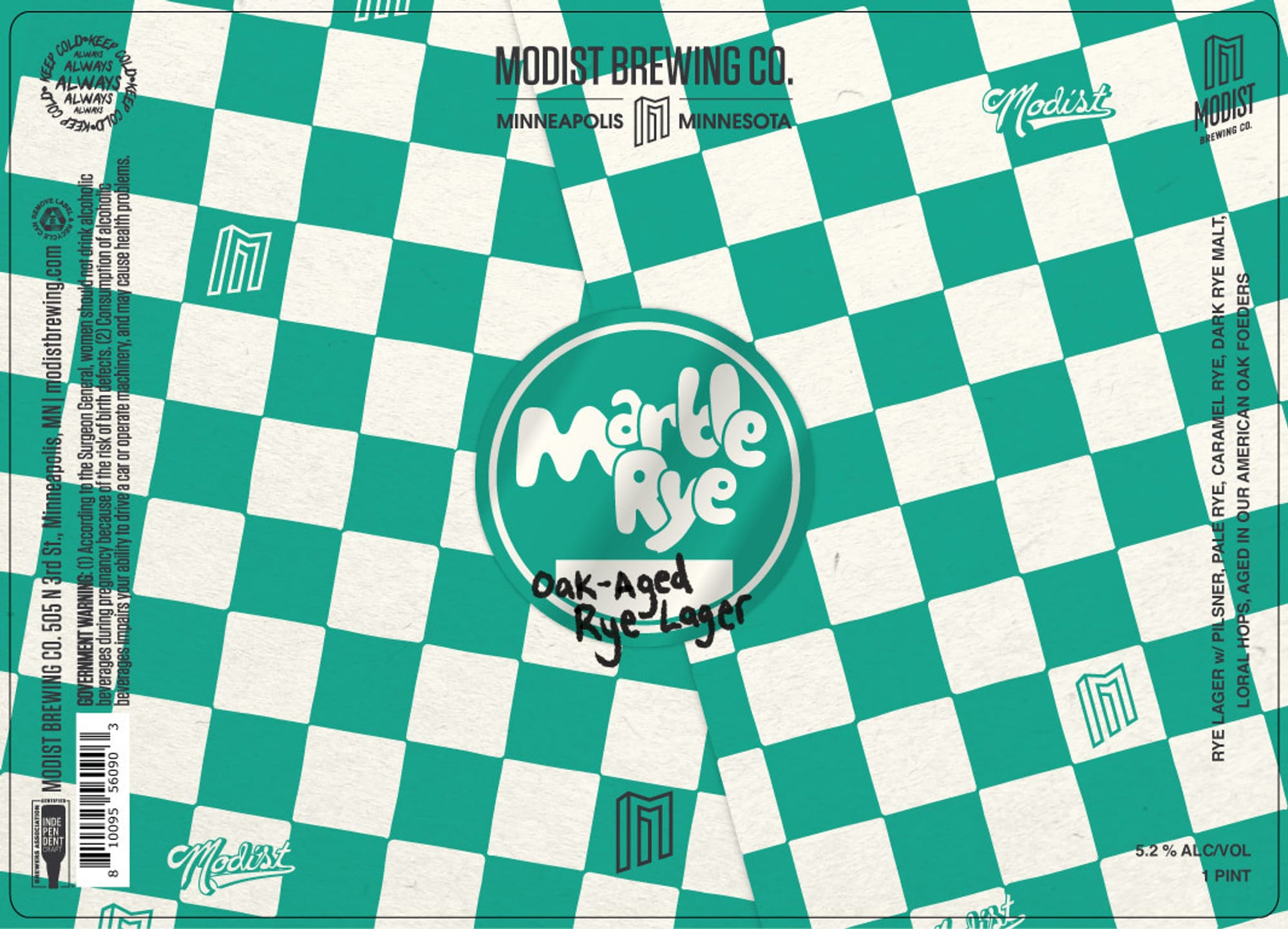 Marble Rye by Modist Brewing Co. - beer label