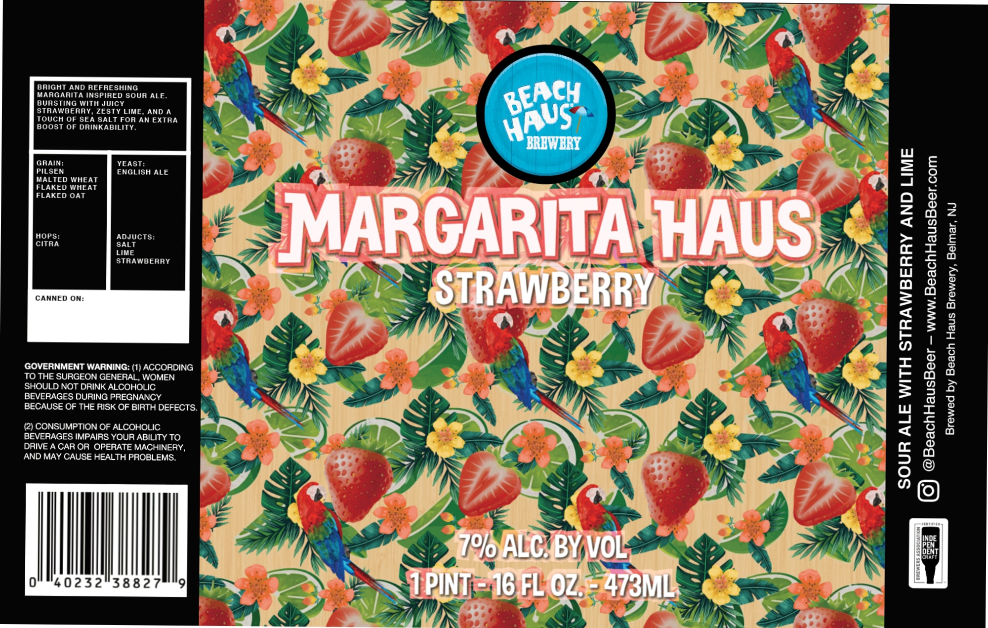 Margarita Haus Strawberry and Lime by Beach Haus Brewery - beer label