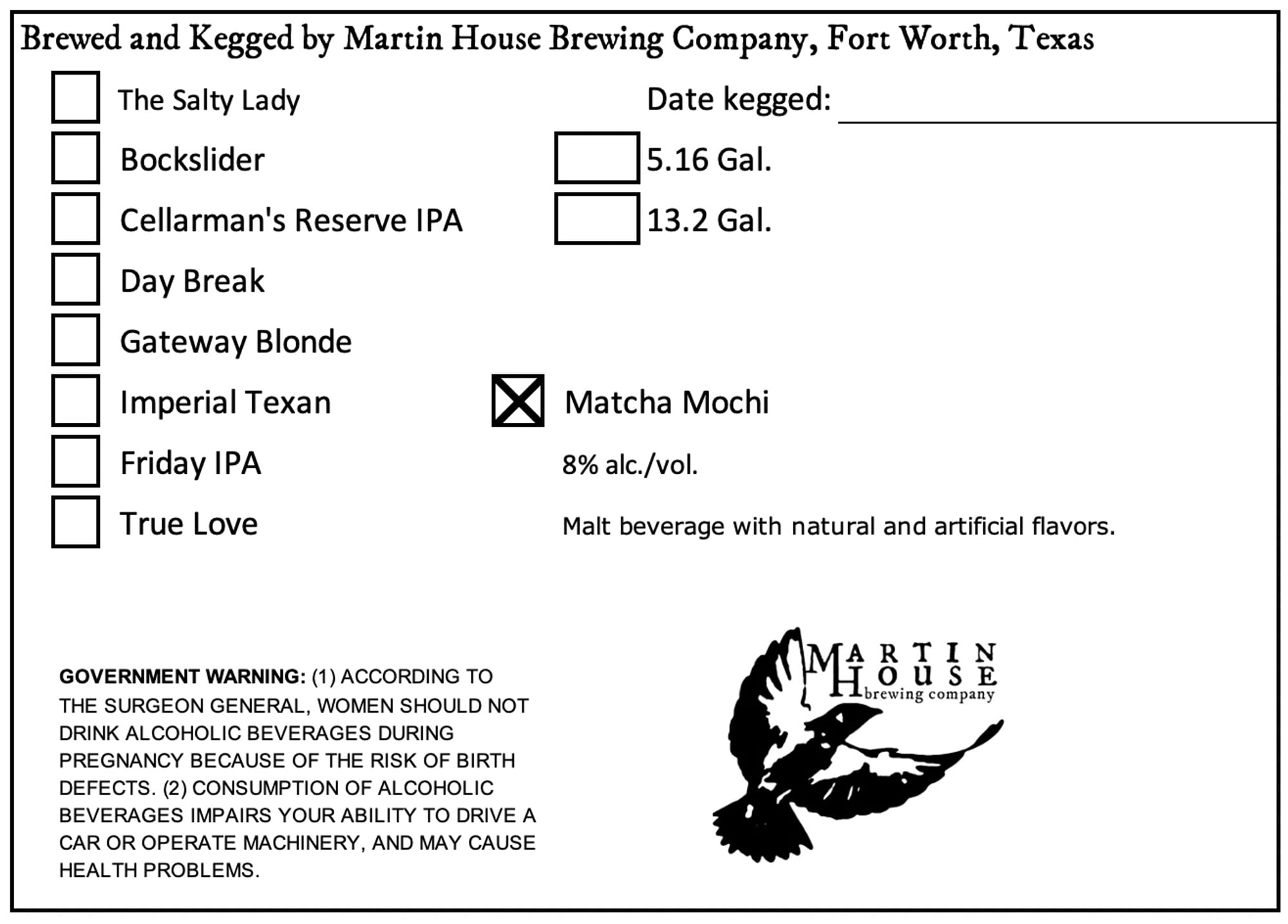 Matcha Mochi by Martin House Brewing Company - beer label
