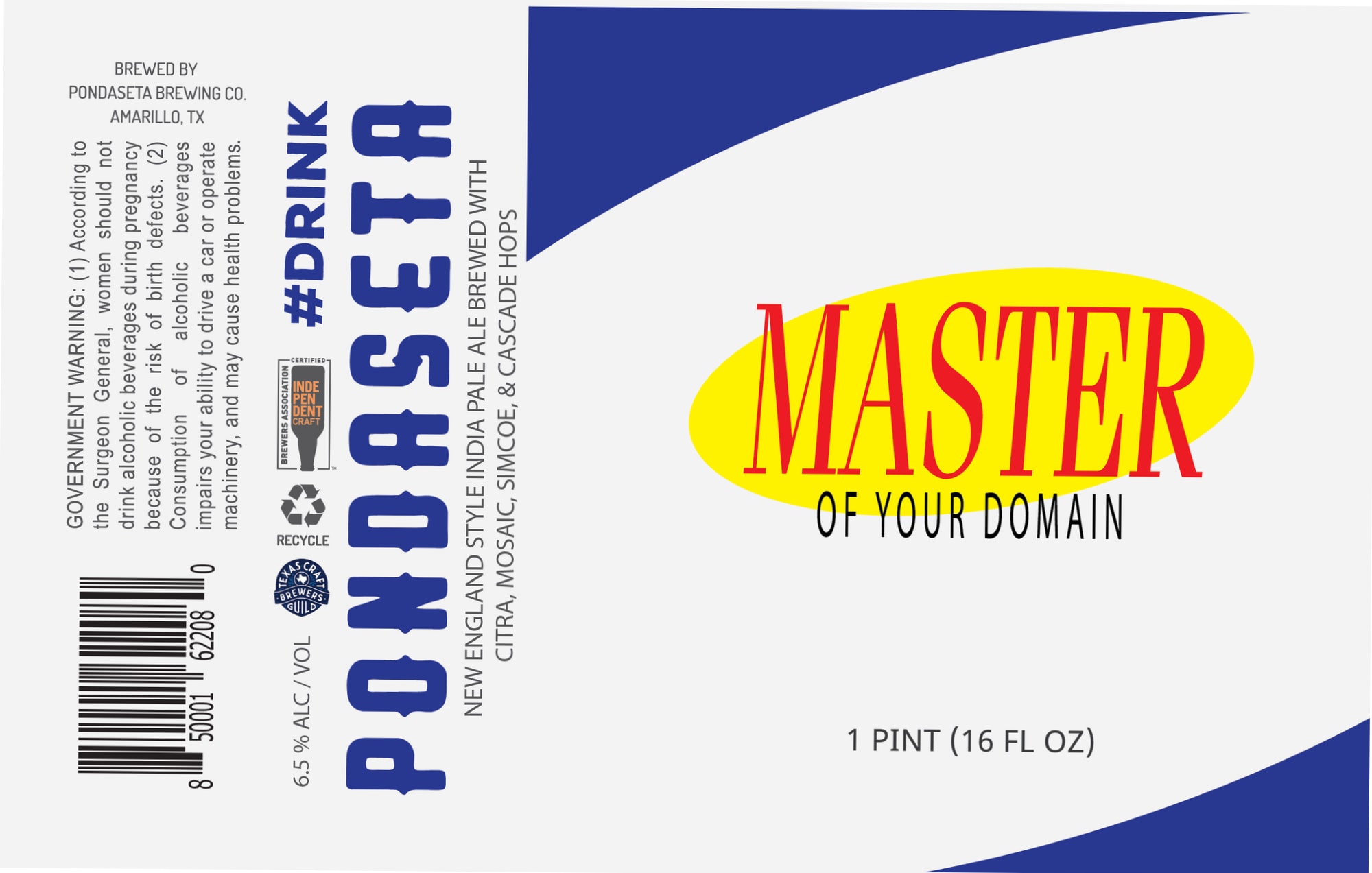 Master of Your Domain by Pondaseta Brewing Co. - beer label