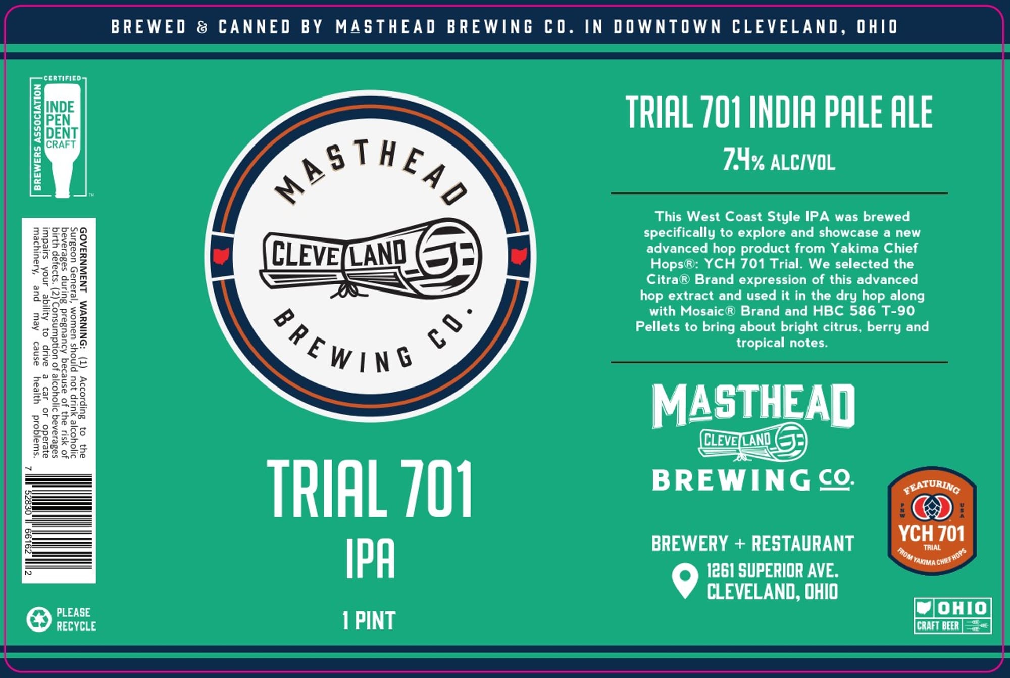 Trial 701 IPA by Masthead Brewing Co. - beer label