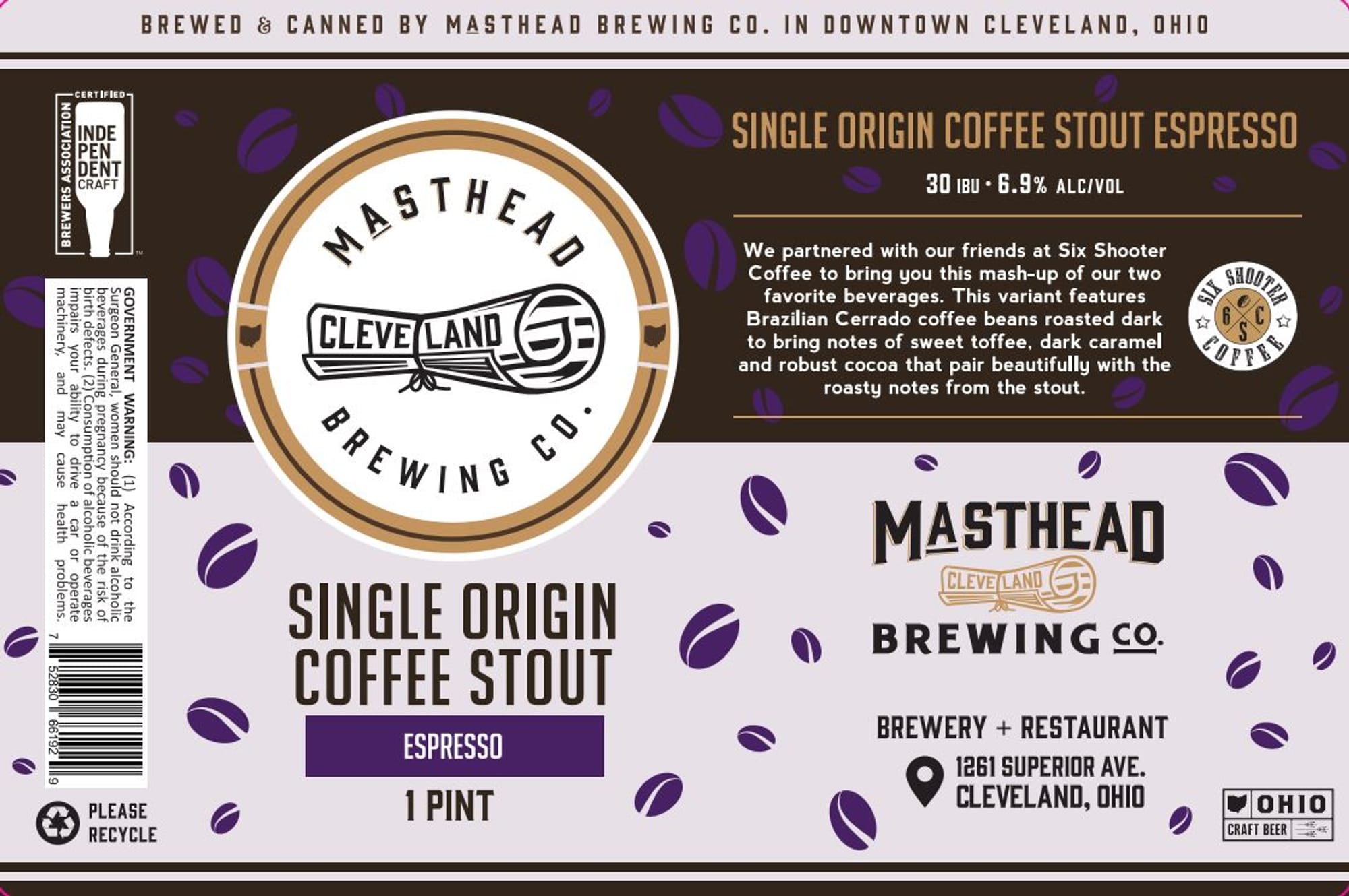 Single Origin Coffee Stout Espresso by Masthead Brewing Co. - beer label