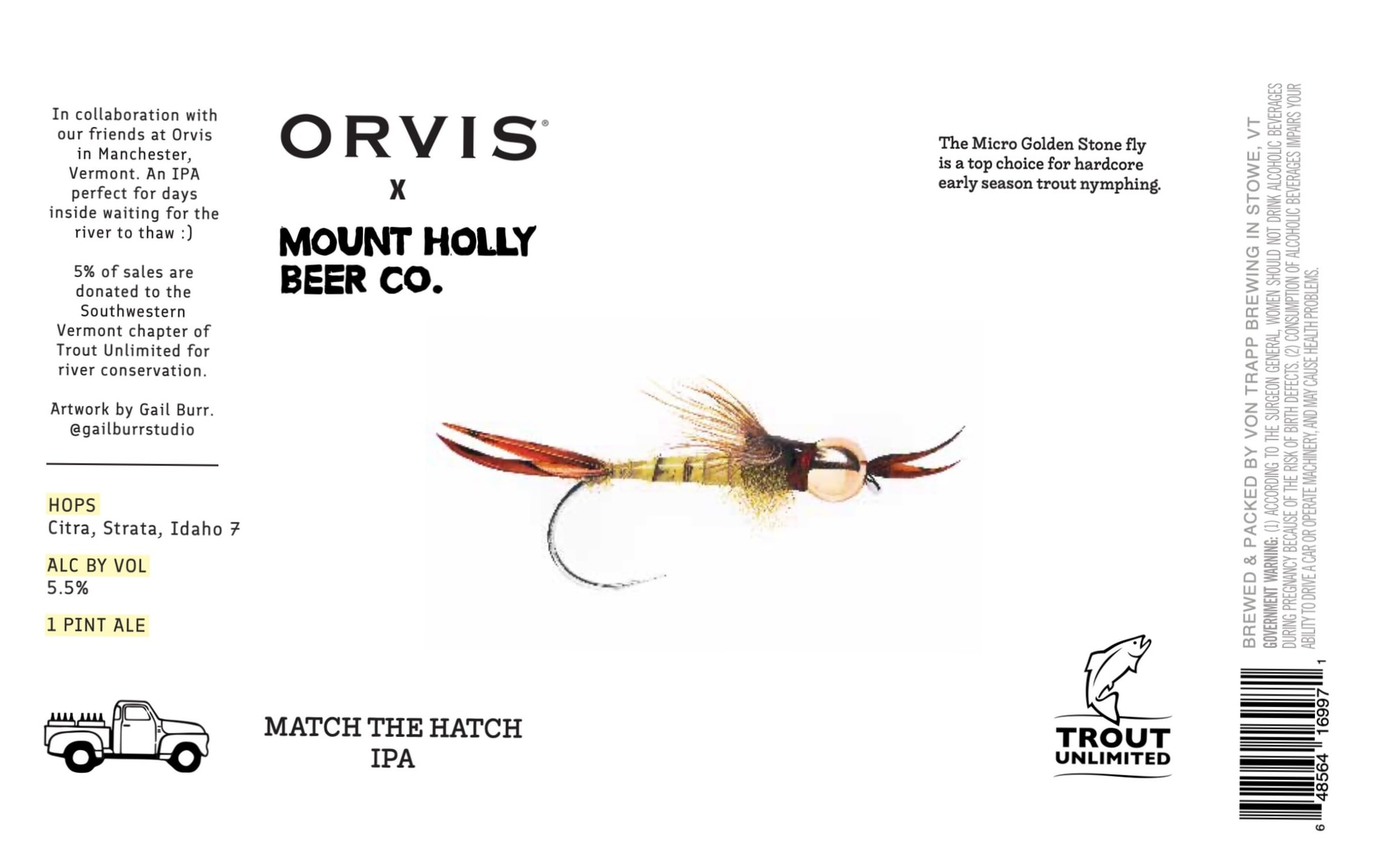 Match the Hatch IPA by Mount Holly Beer Co. - beer label