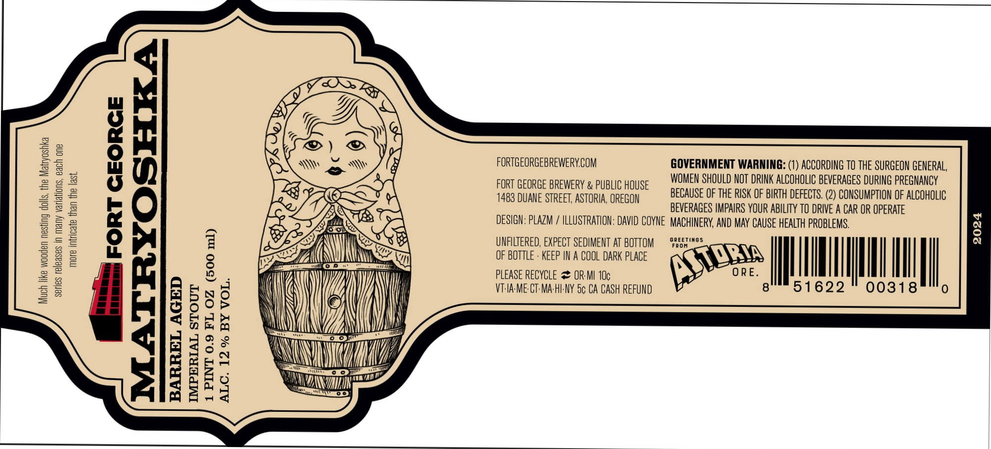 Matryoshka Barrel Aged Imperial Stout by Fort George Brewery - beer label