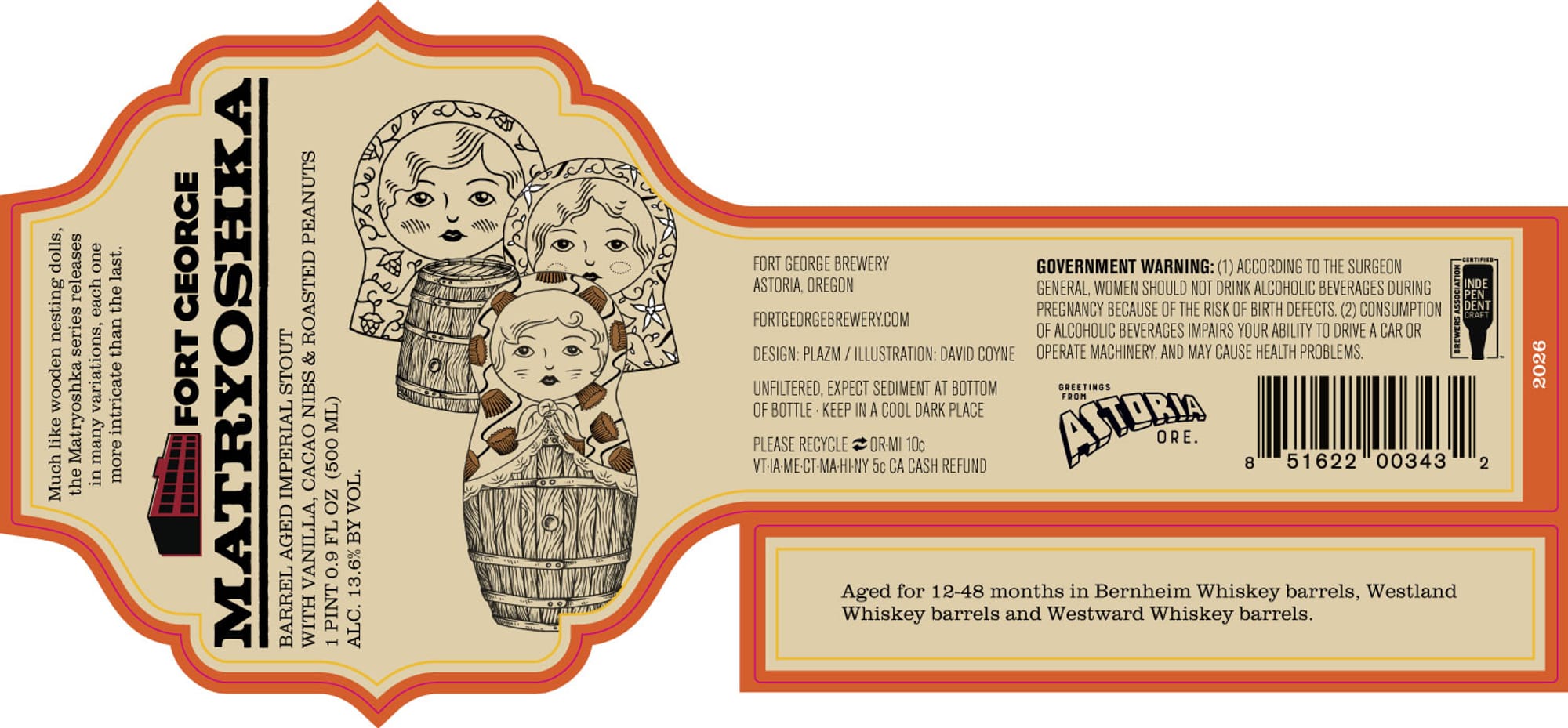 Matryoshka by Fort George Brewery - beer label