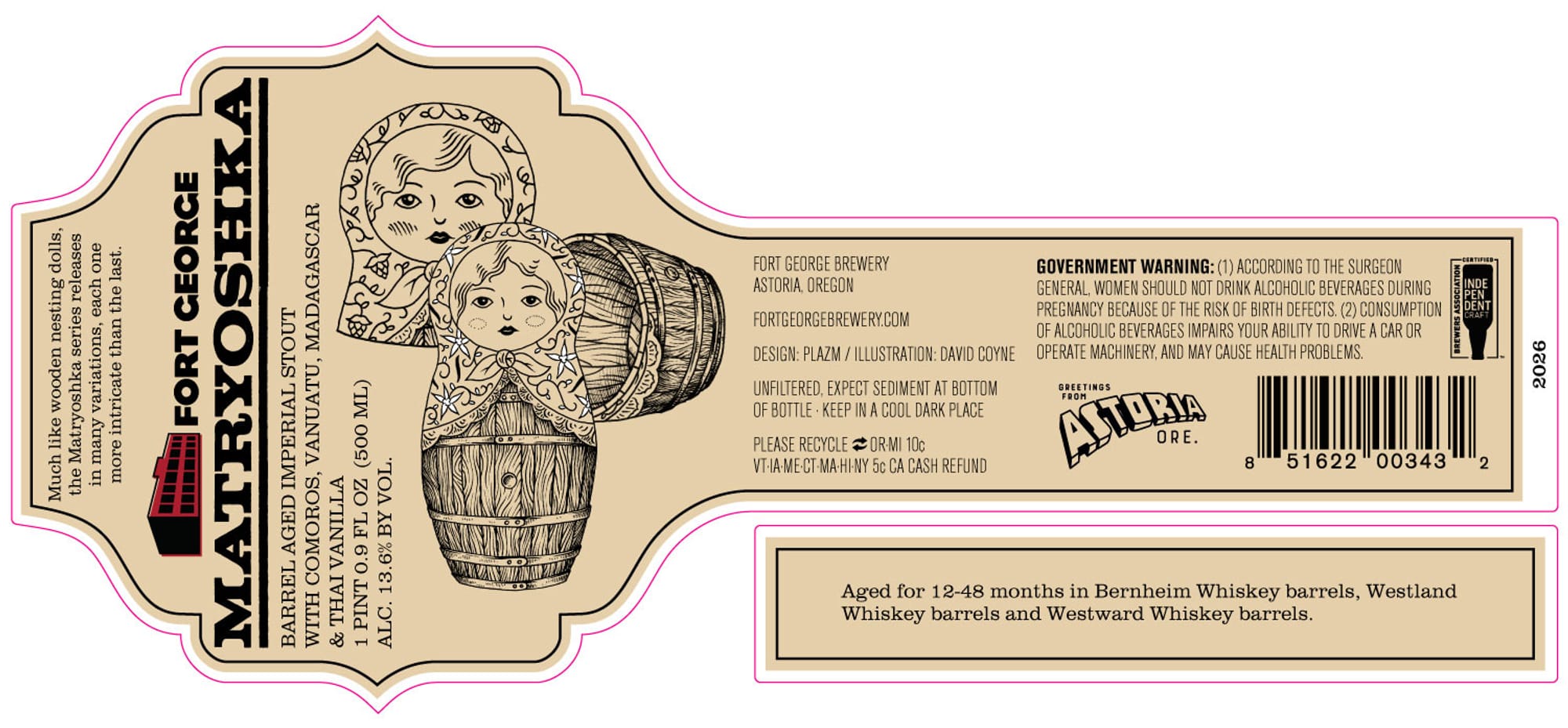 Matryoshka by Fort George Brewery - beer label