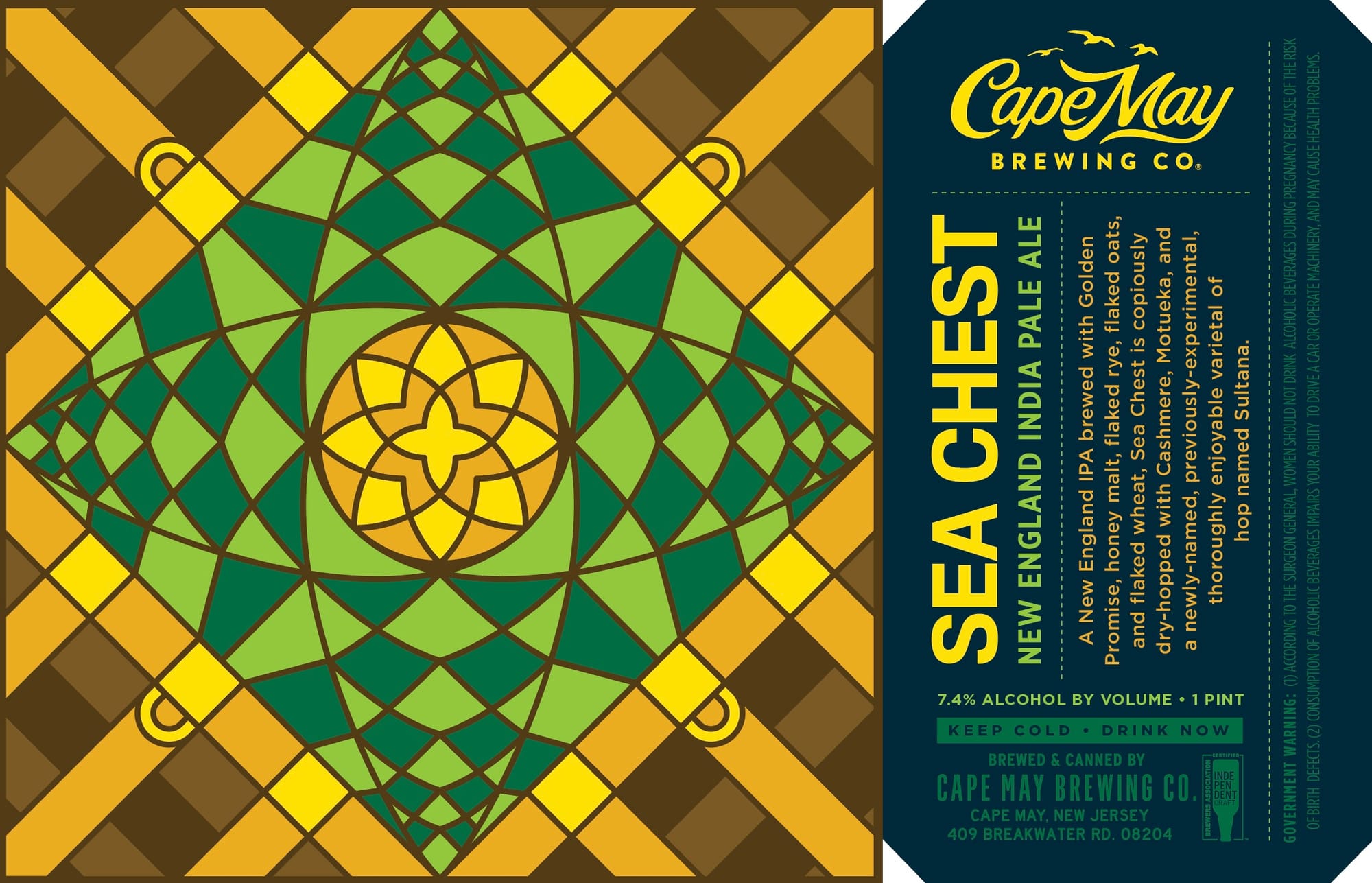 Sea Chest India Pale Ale by Cape May Brewing Co. - beer label