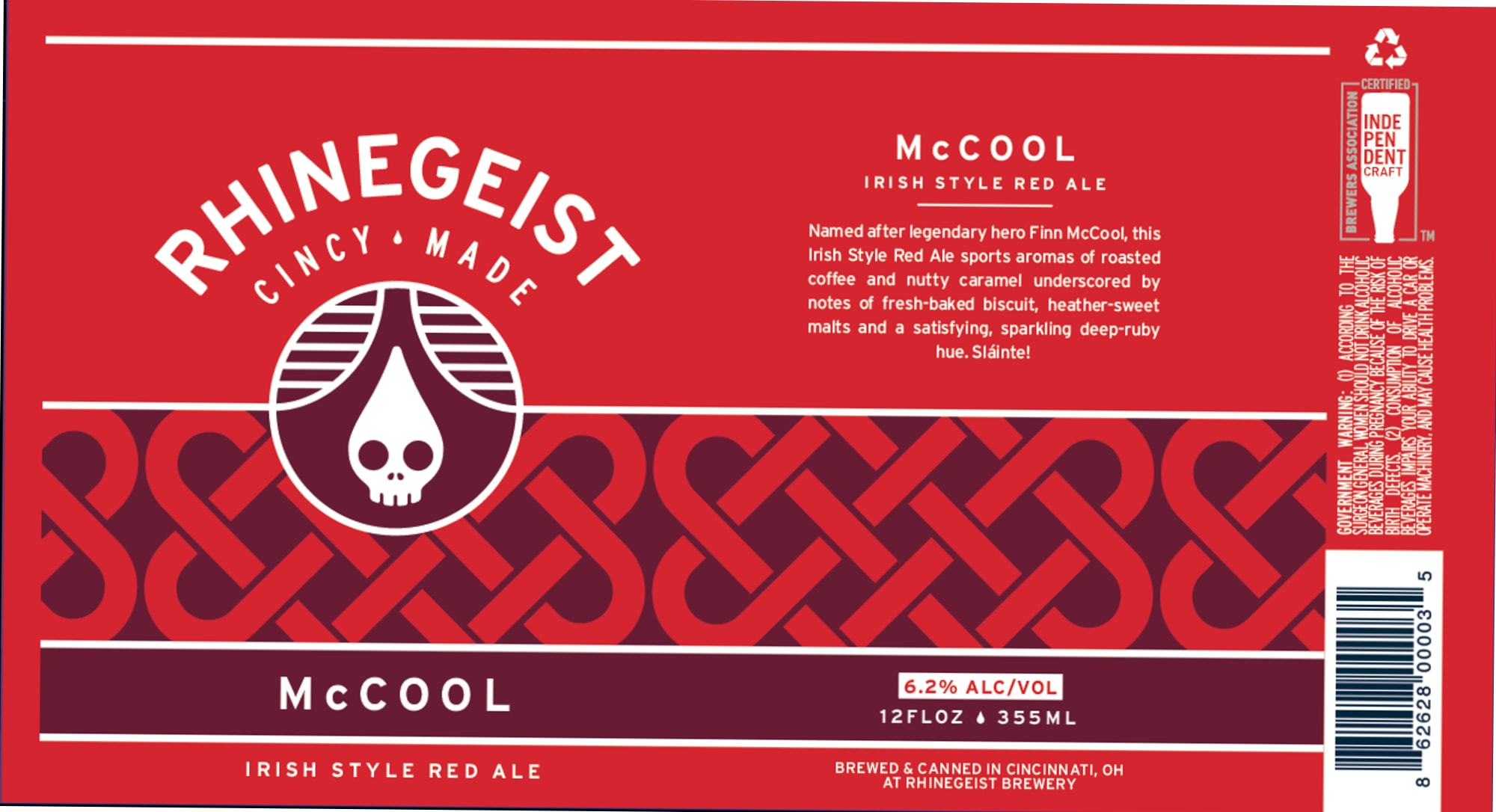 McCool Irish Style Red Ale by Rhinegeist - beer label