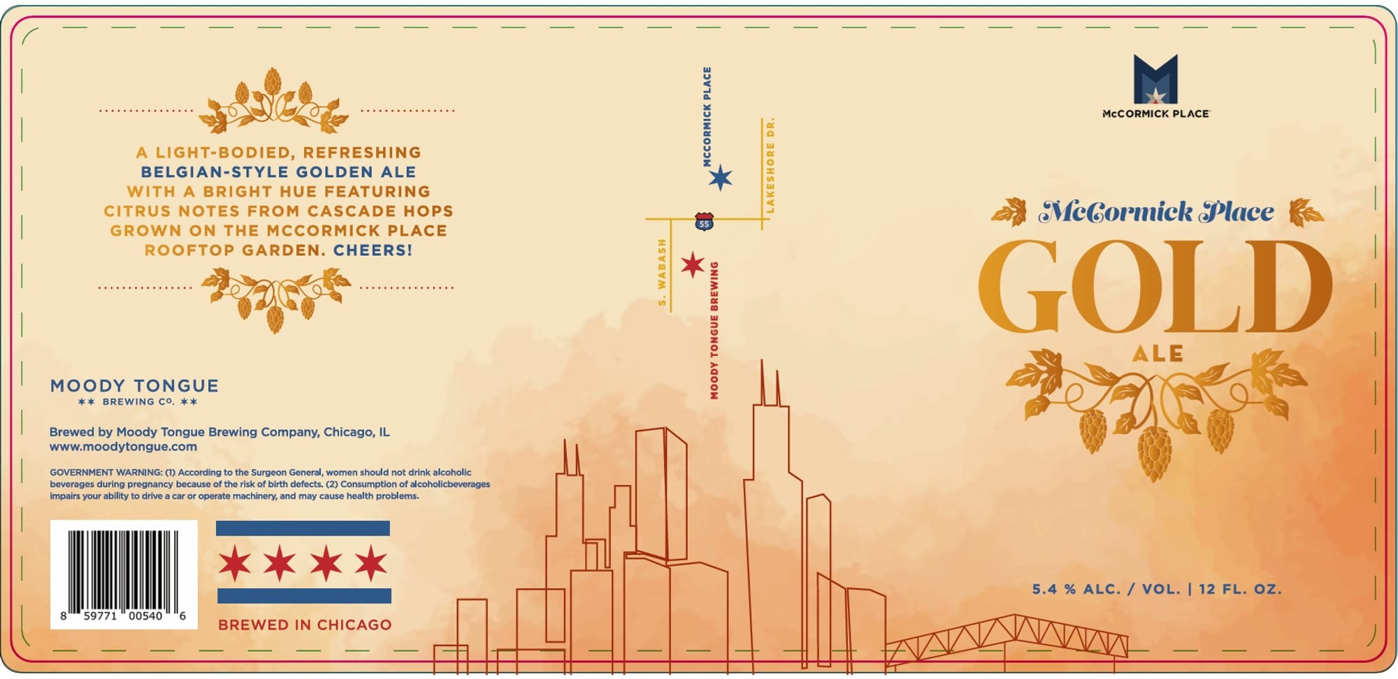 McCormick Place Gold by Moody Tongue Brewing Co. - beer label