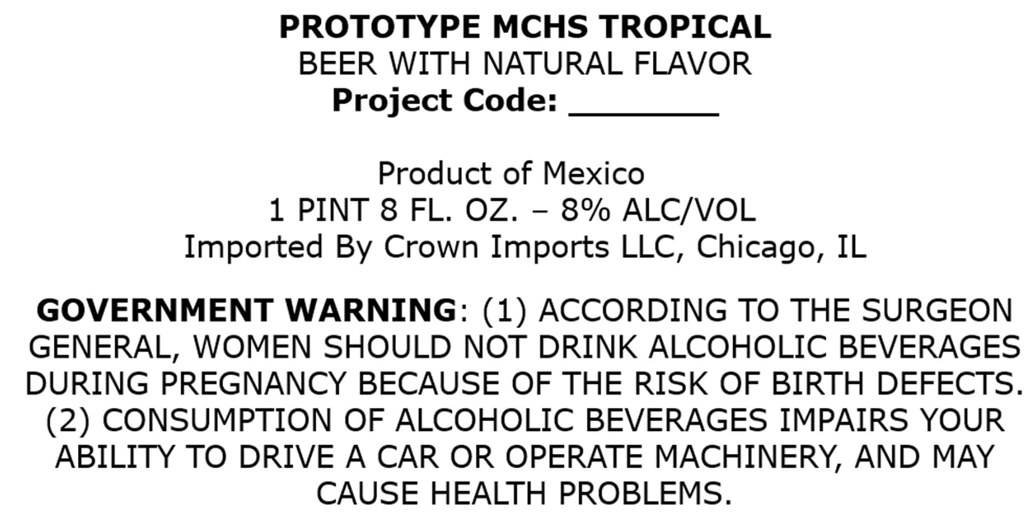MCHS Tropical by Prototype - beer label