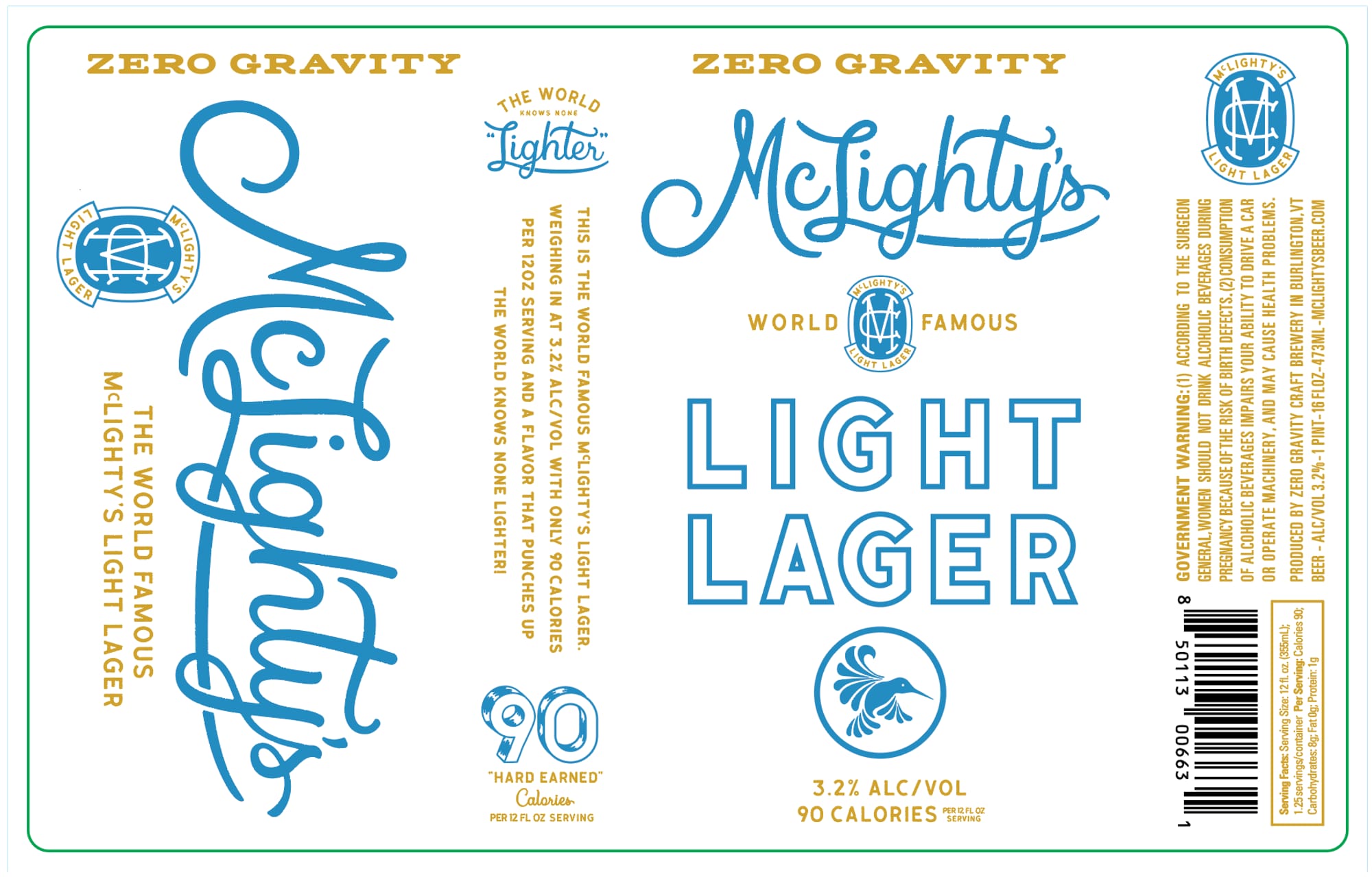 McLigthy's Lager by Zero Gravity - beer label
