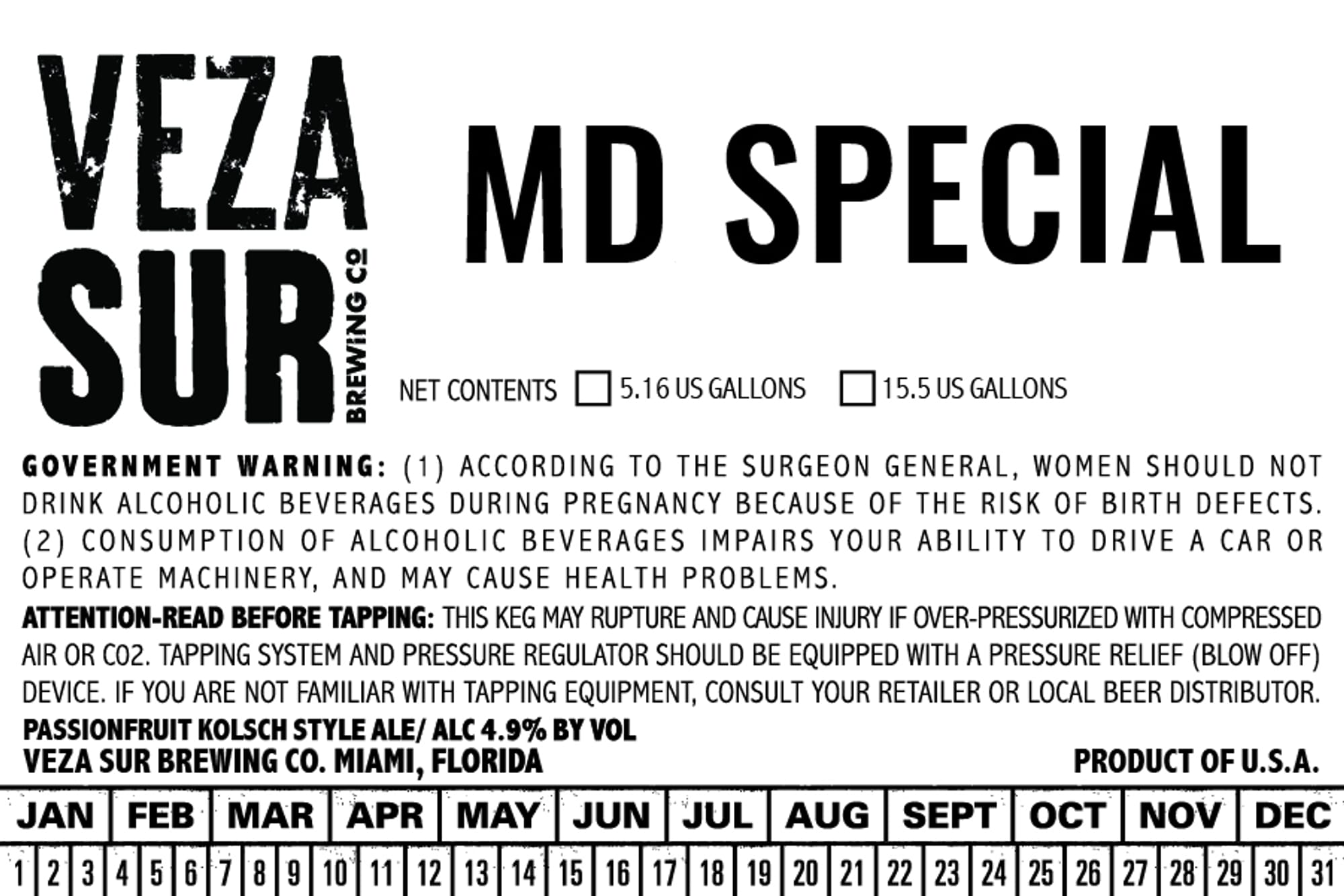 MD Special by Veza Sur Brewing Co. - beer label