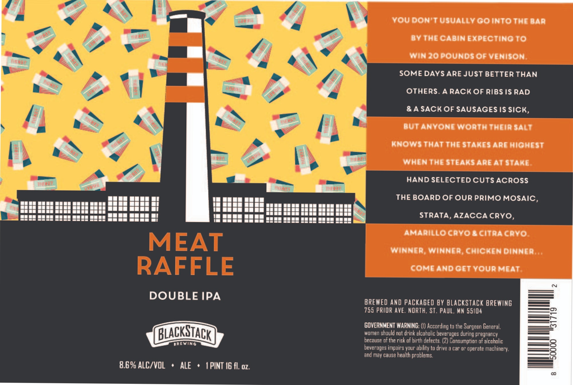 Meat Raffle Double IPA by Blackstack Brewing - beer label