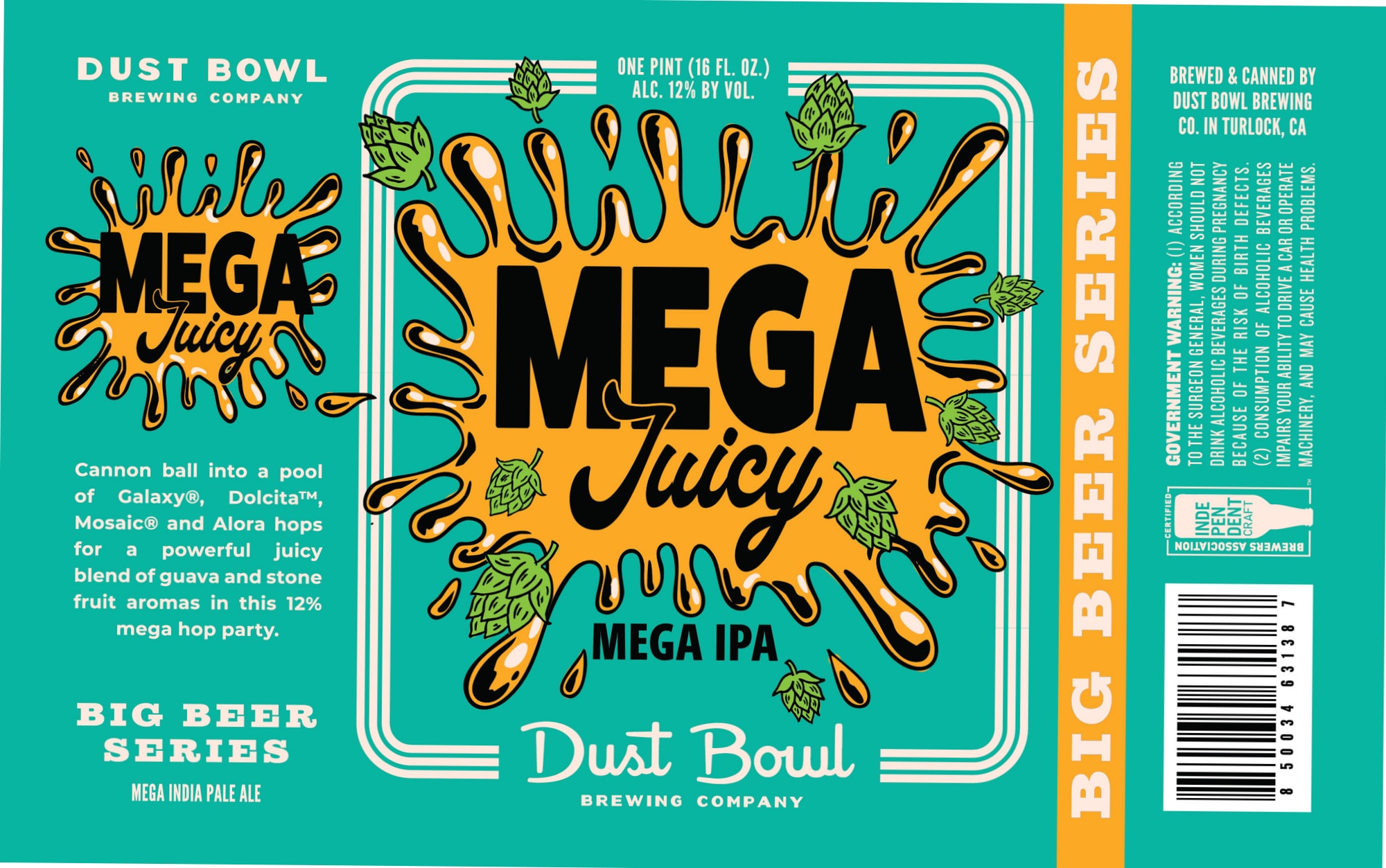 Mega Juicy by Dust Bowl Brewing Company - beer label