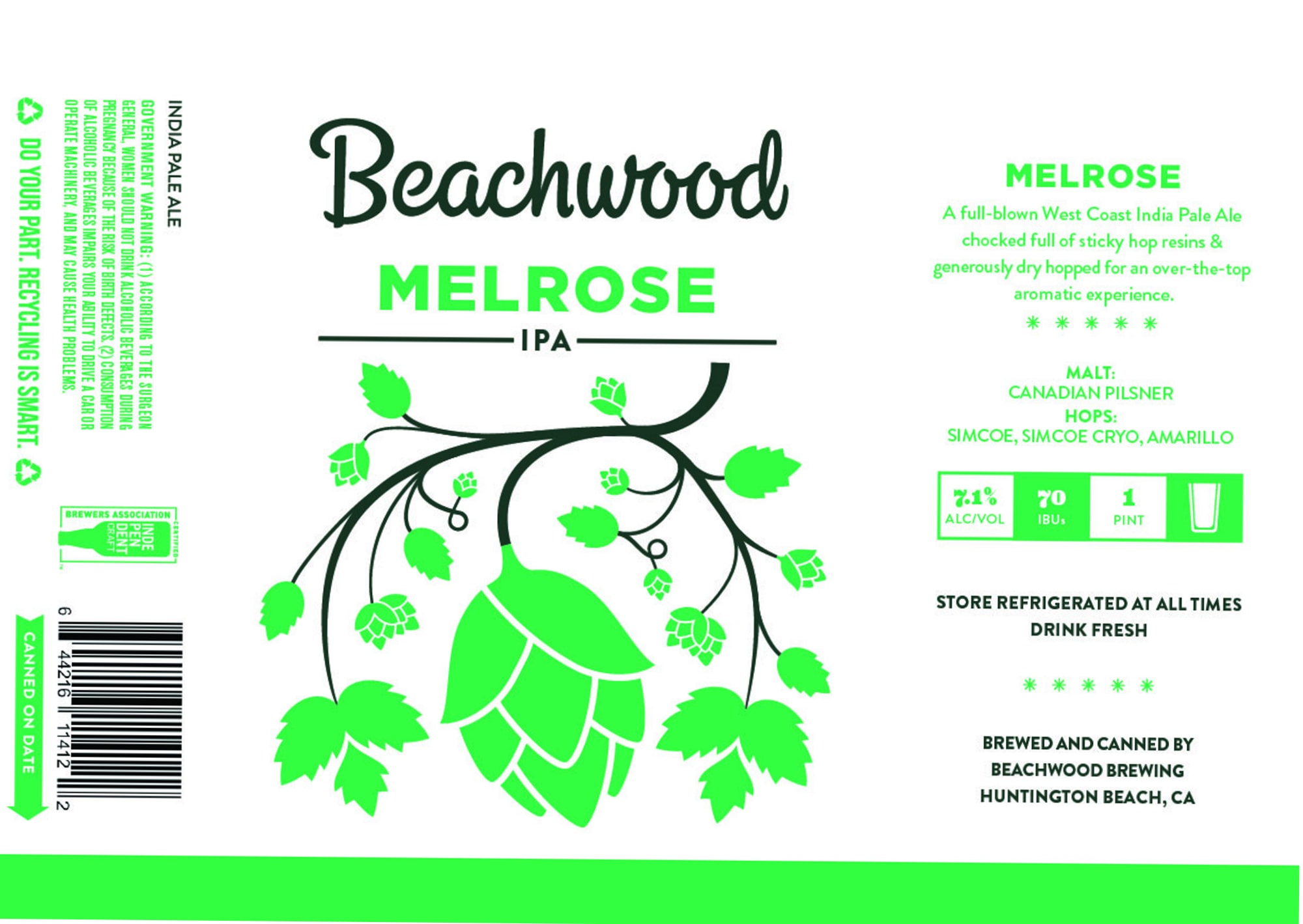 Melrose by Beachwood Brewing - beer label