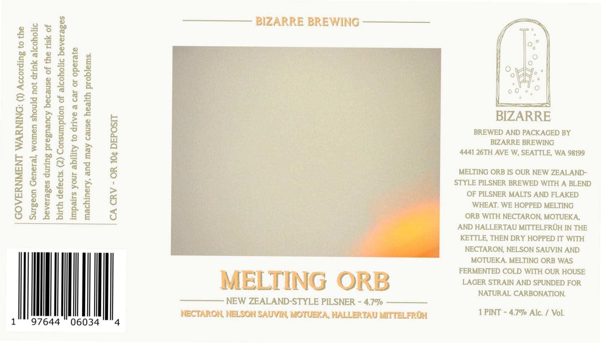 Melting Orb by Bizarre Brewing - beer label