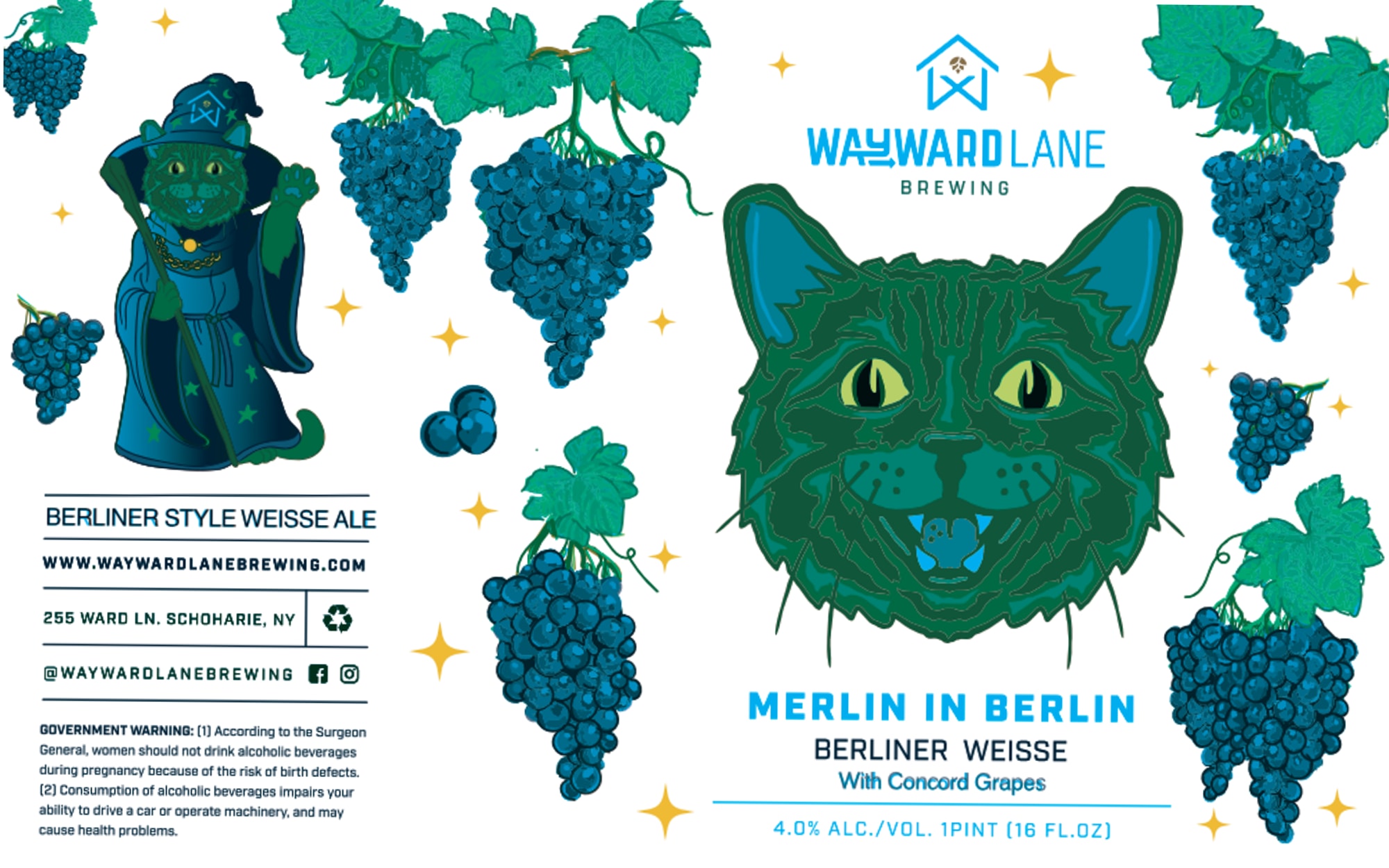 Merlin in Berlin by Wayward Lane Brewing - beer label