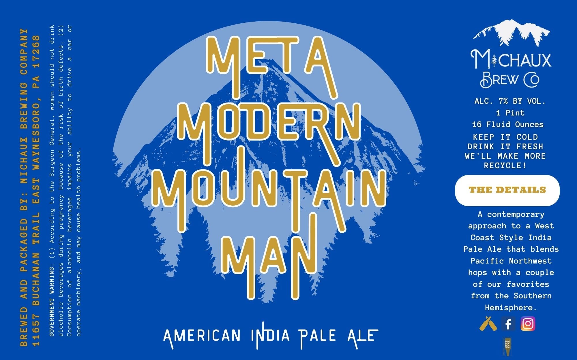 Meta Modern Mountain Man by Michaux Brewing Company - beer label