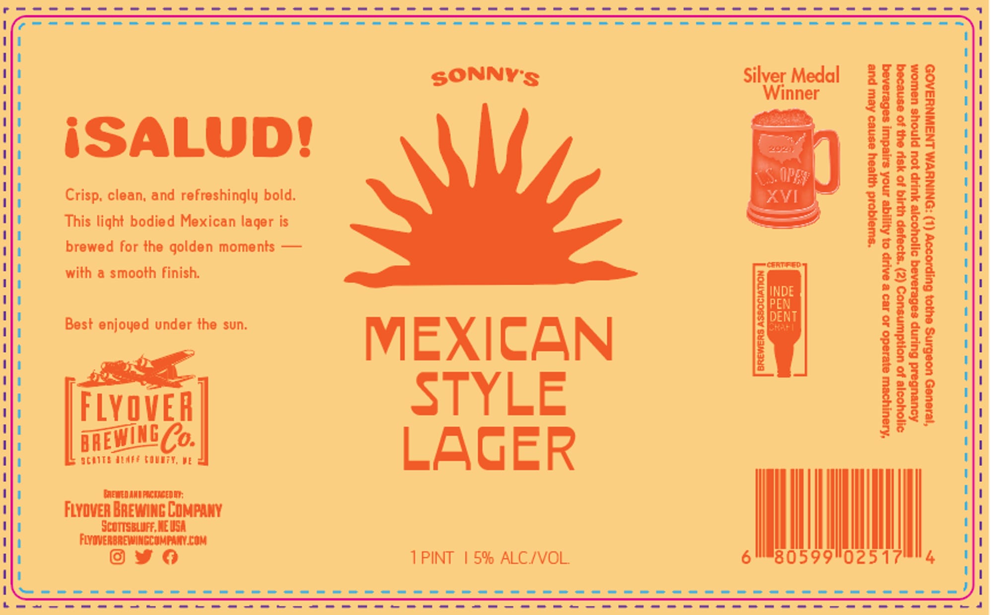Mexican Style Lager by Flyover Brewing Company - beer label