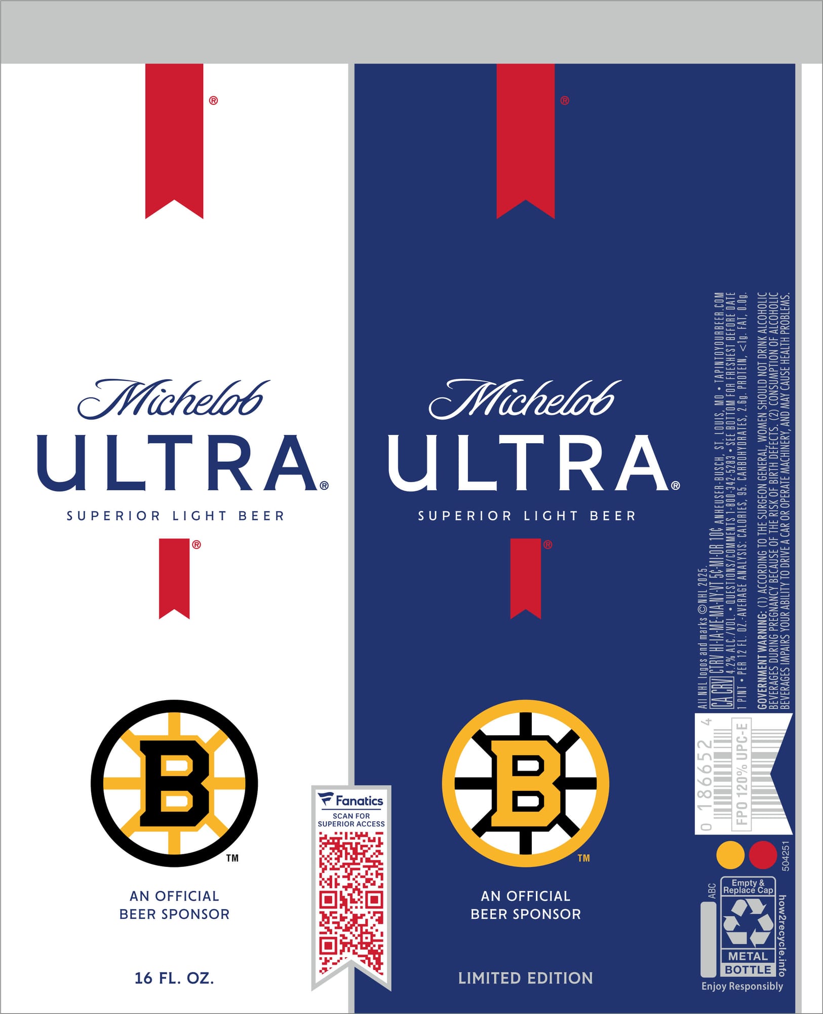 Michelob ULTRA (Boston Bruins Limited Edition) by Anheuser-Busch - beer label