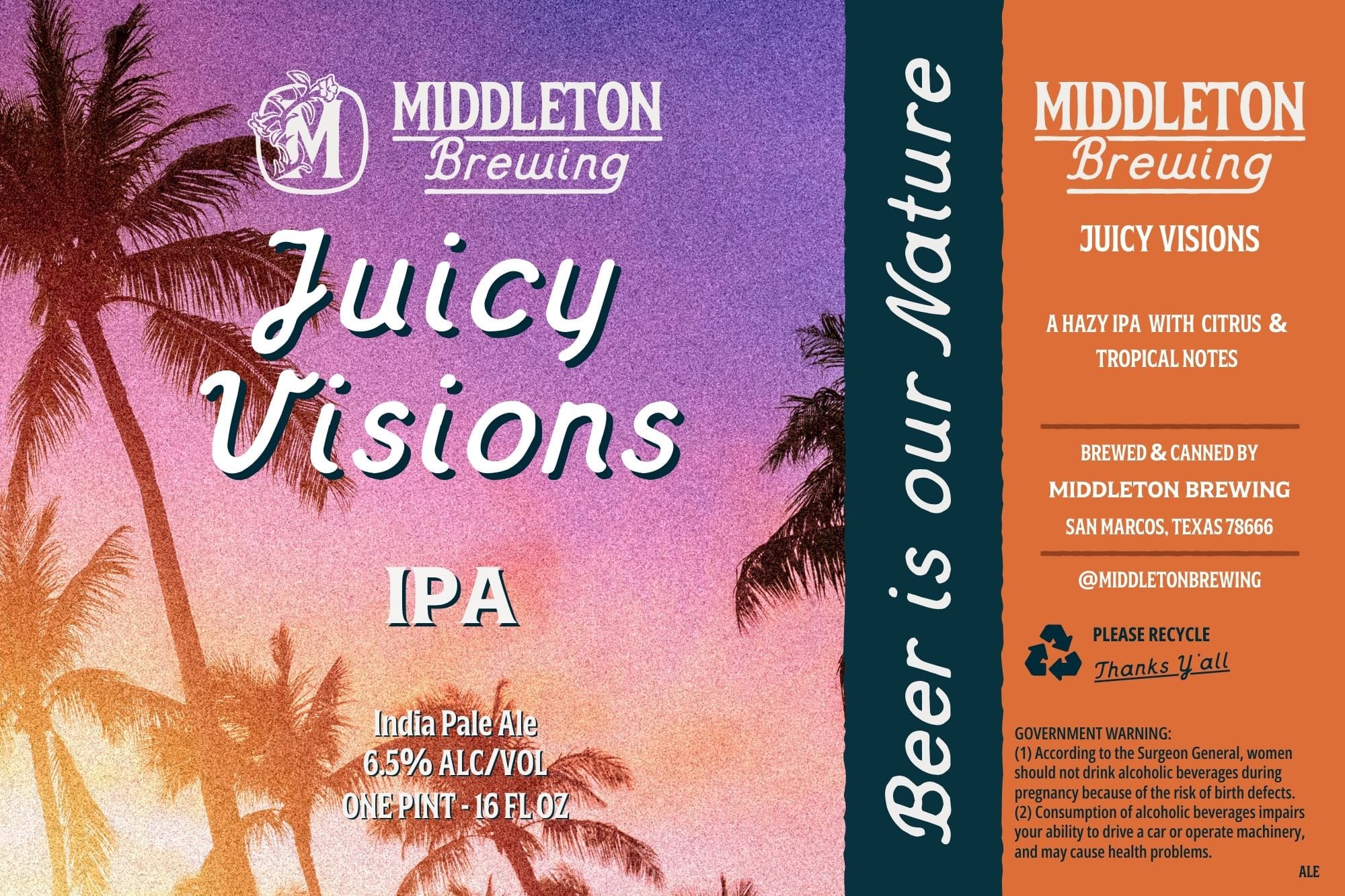 Juicy Visions by Middleton Brewing - beer label