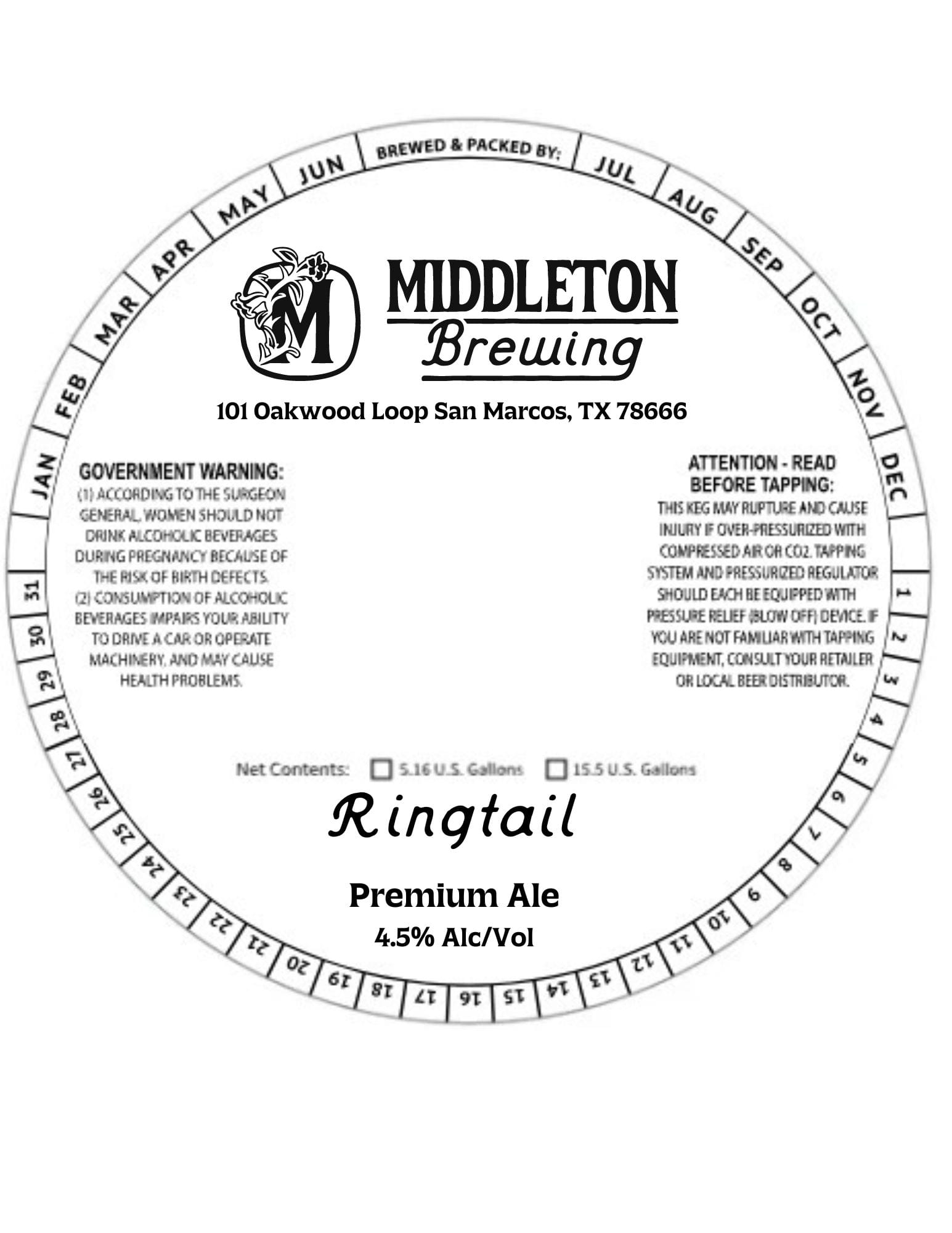 Ringtail by Middleton Brewing - beer label
