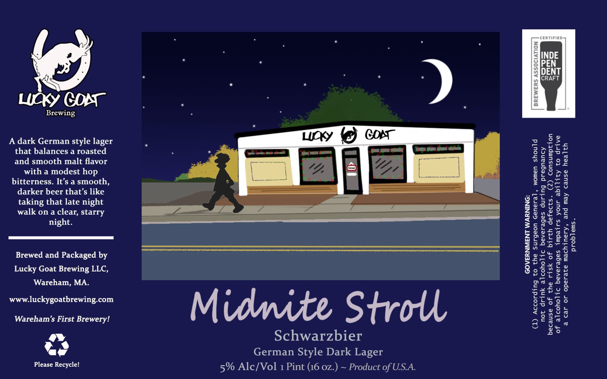 Midnite Stroll by Lucky Goat Brewing - beer label