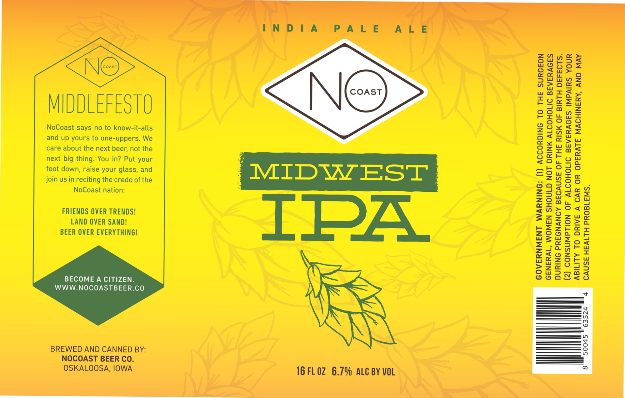 Midwest IPA by NoCoast Beer Co. - beer label