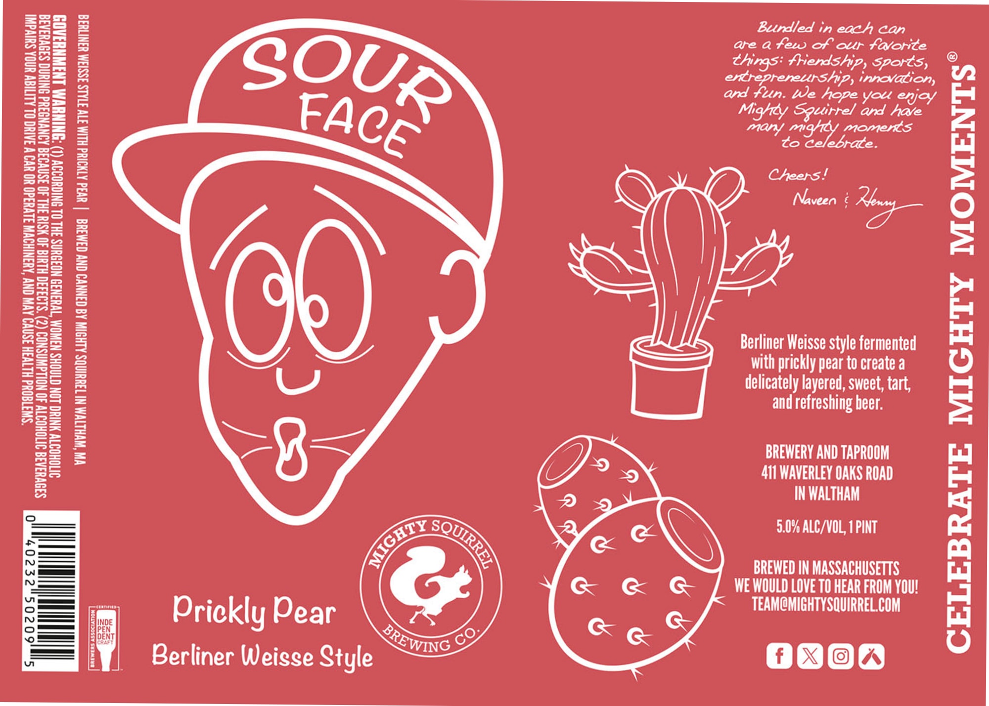Sour Face by Mighty Squirrel Brewing Co. - beer label