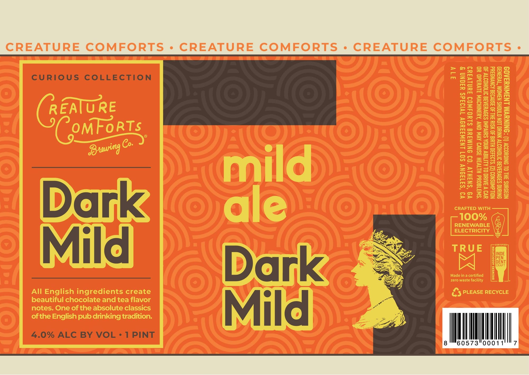 Mild Dark Mild by Creature Comforts Brewing Co. - beer label