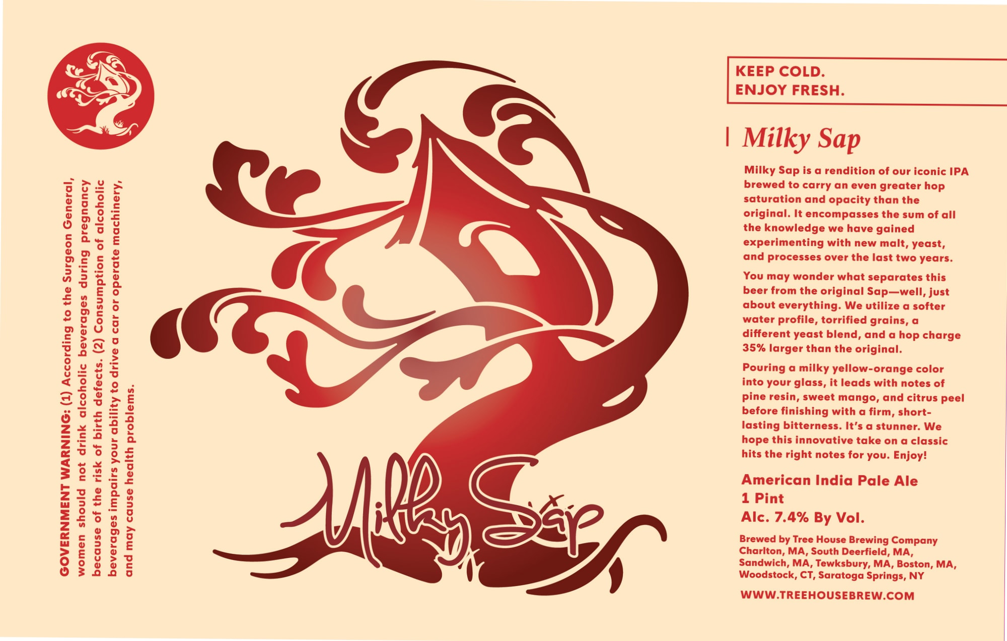Milky Sap by Tree House Brewing Company - beer label