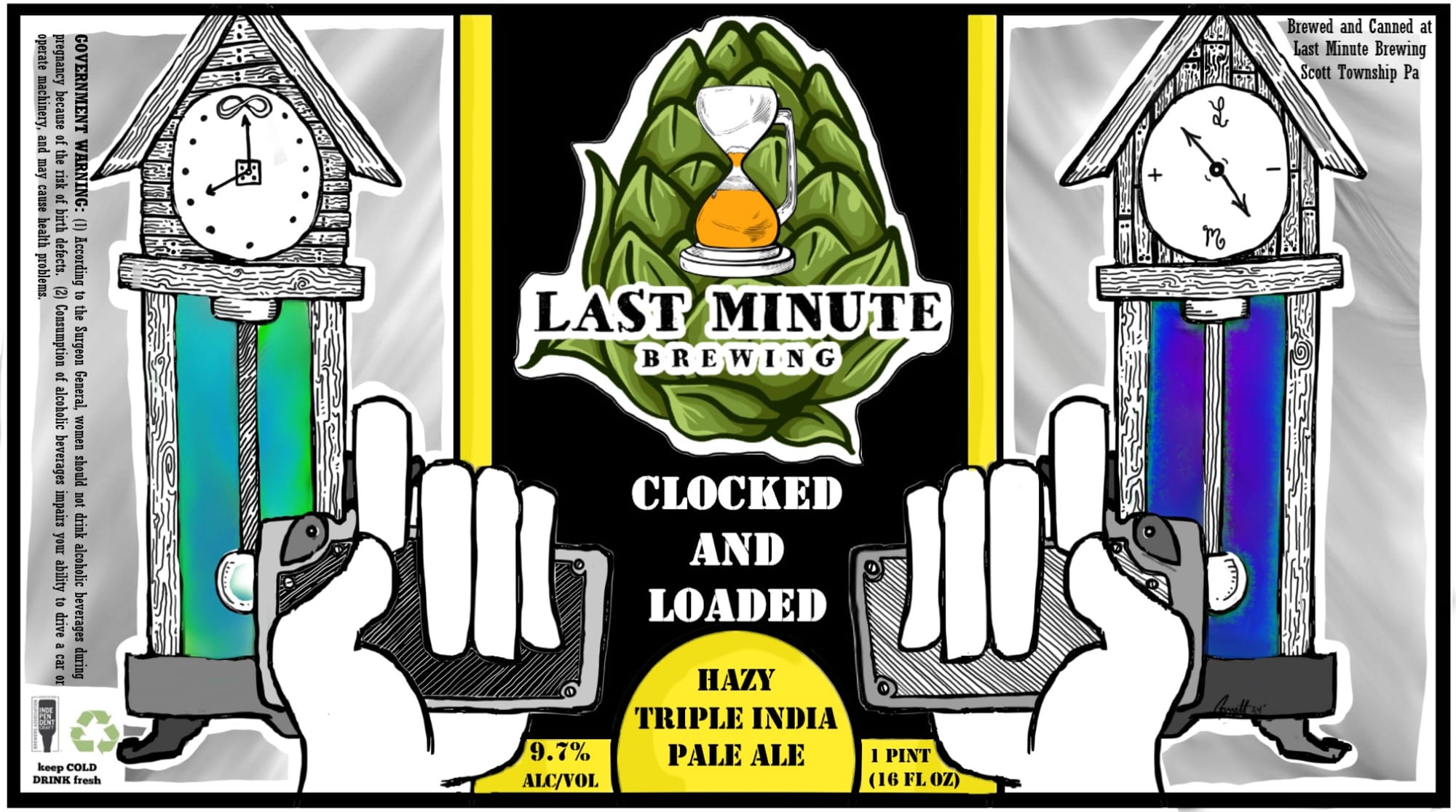 Clocked and Loaded by Last Minute Brewing - beer label