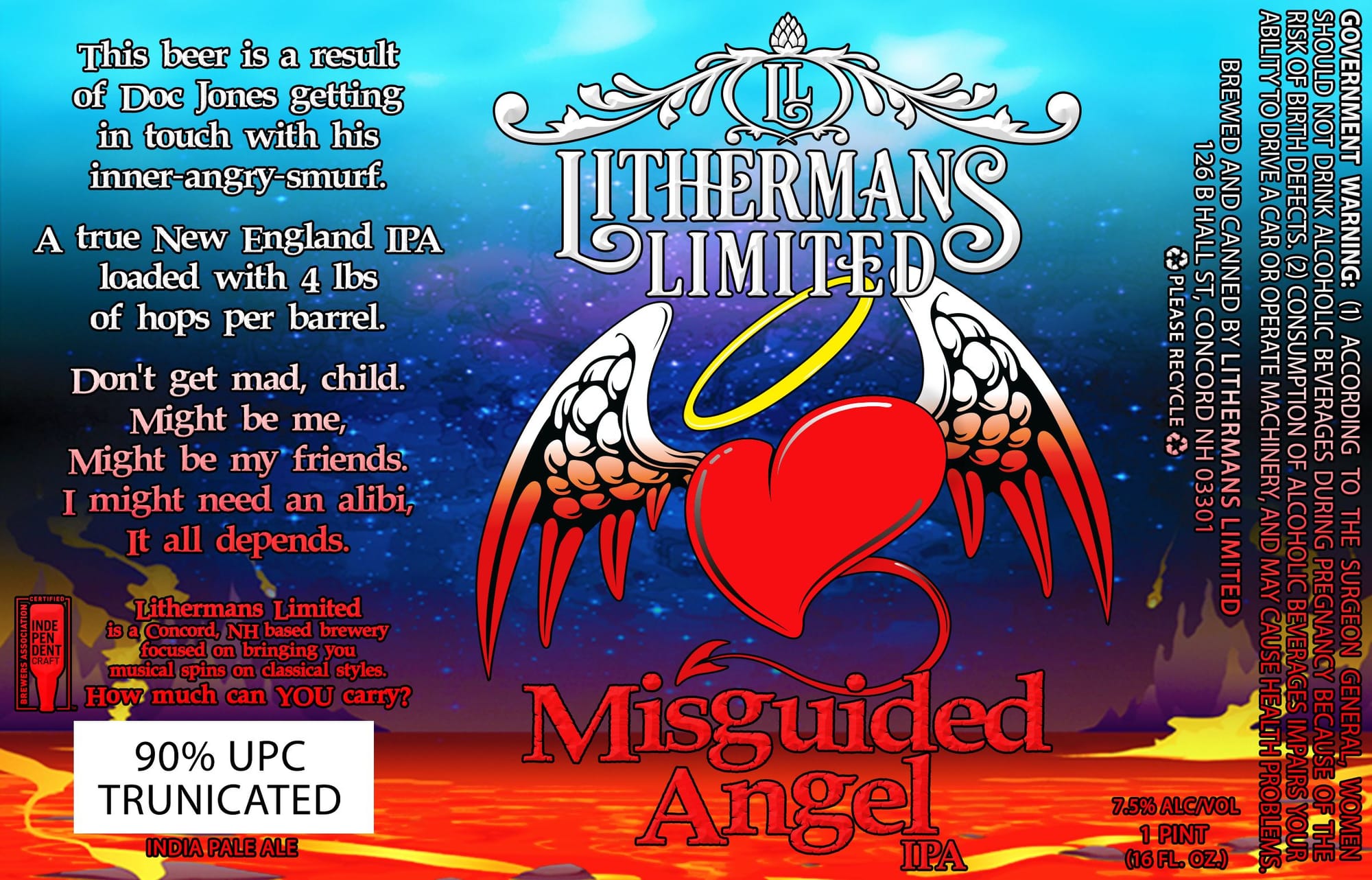 Misguided Angel by Lithermans Limited - beer label