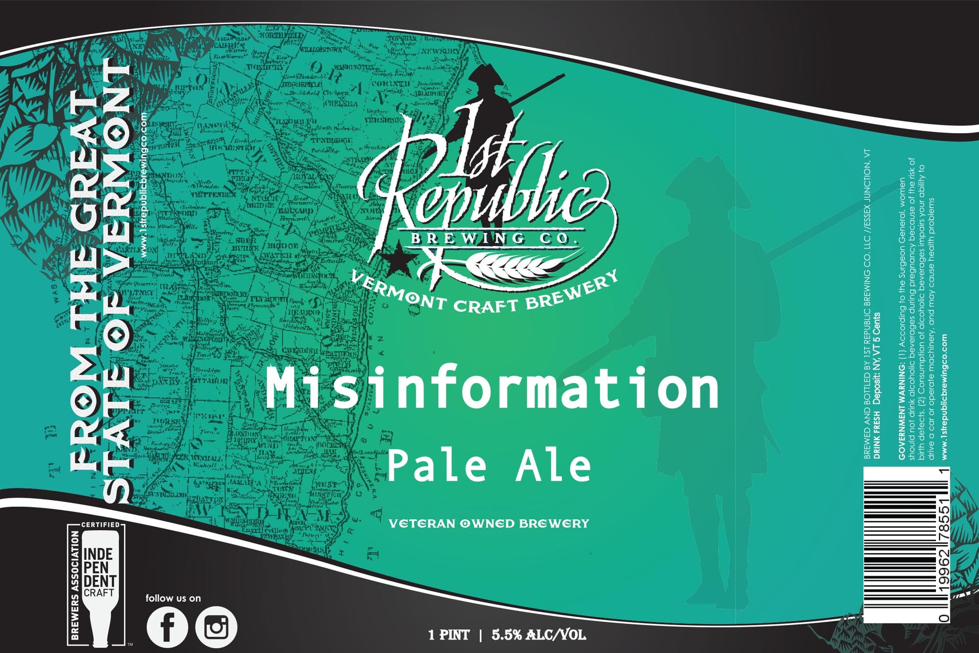 Misinformation by First Republic Brewing Co. - beer label