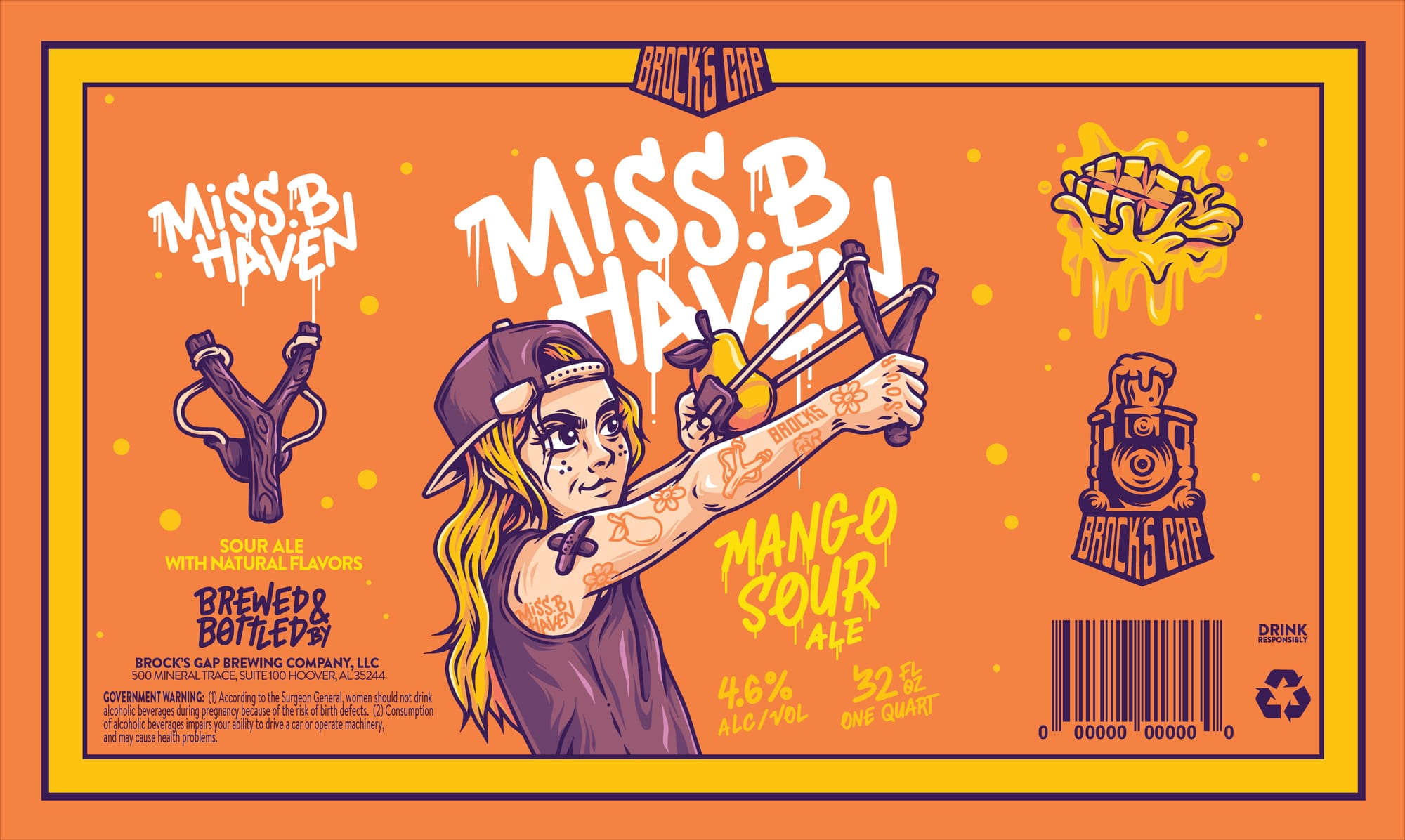 Miss B Haven Mango Sour Ale by Brocks Gap Brewing Company - beer label