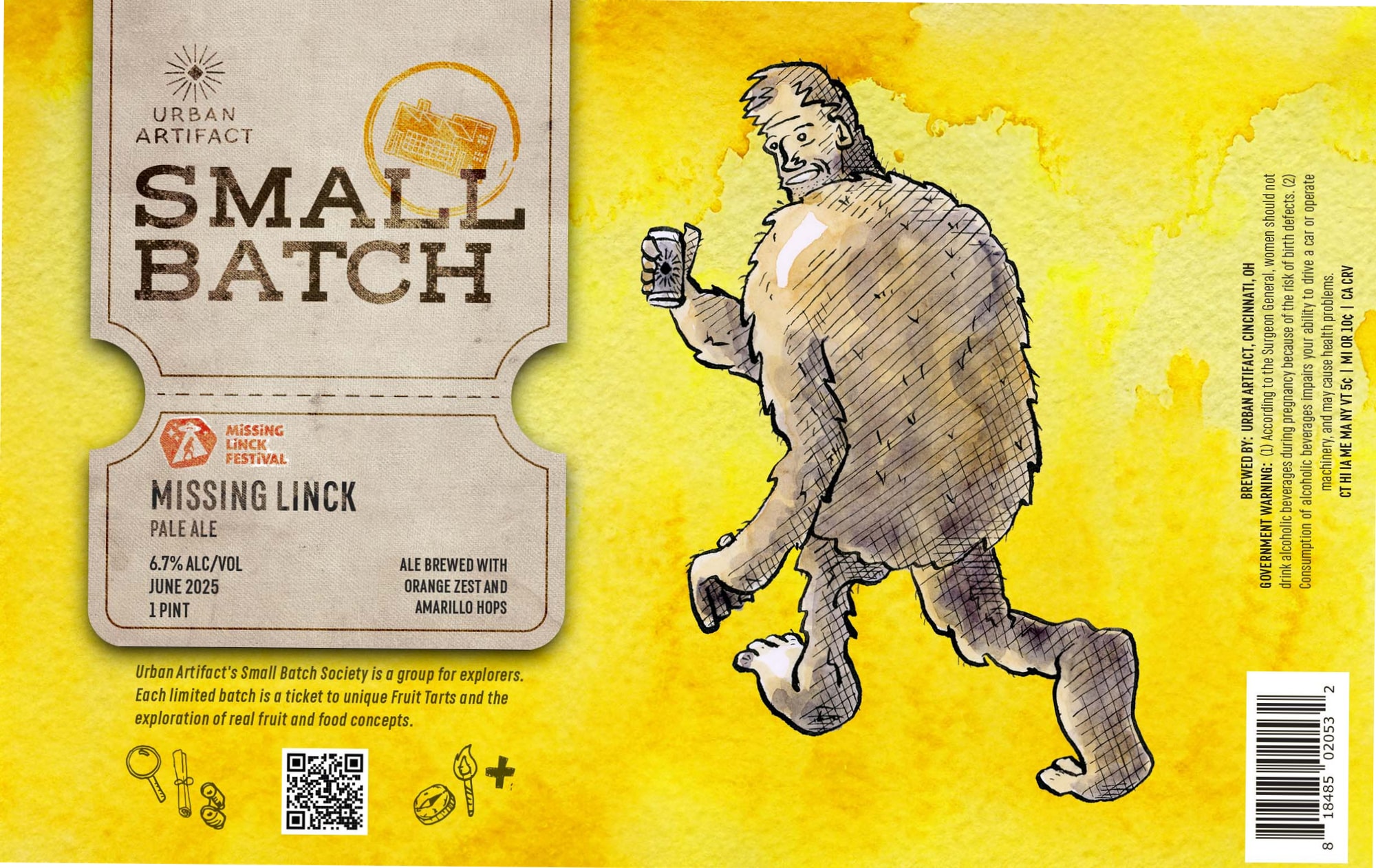 Missing Linck Pale Ale by Urban Artifact - beer label
