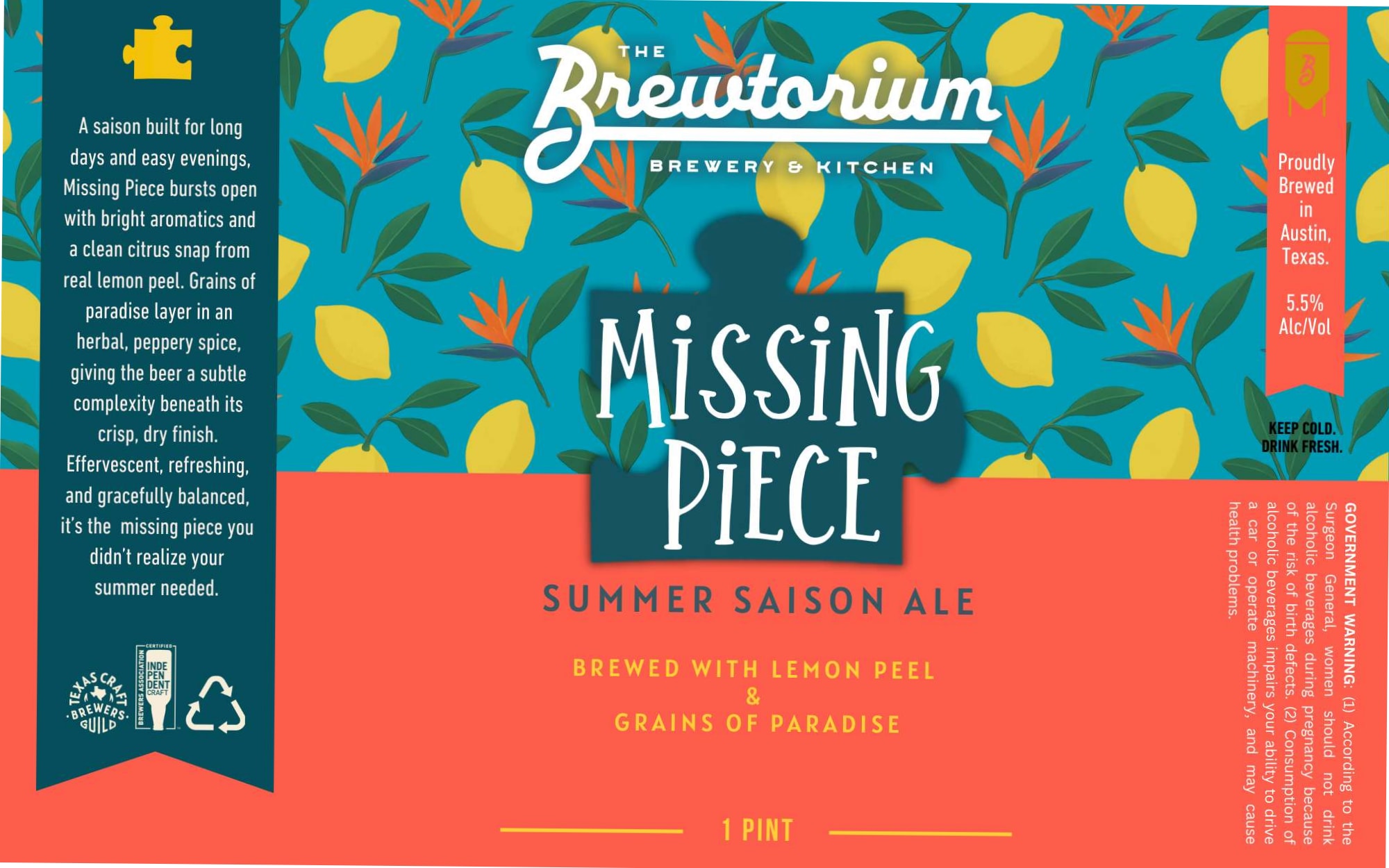 Missing Piece by The Brewtorium - beer label