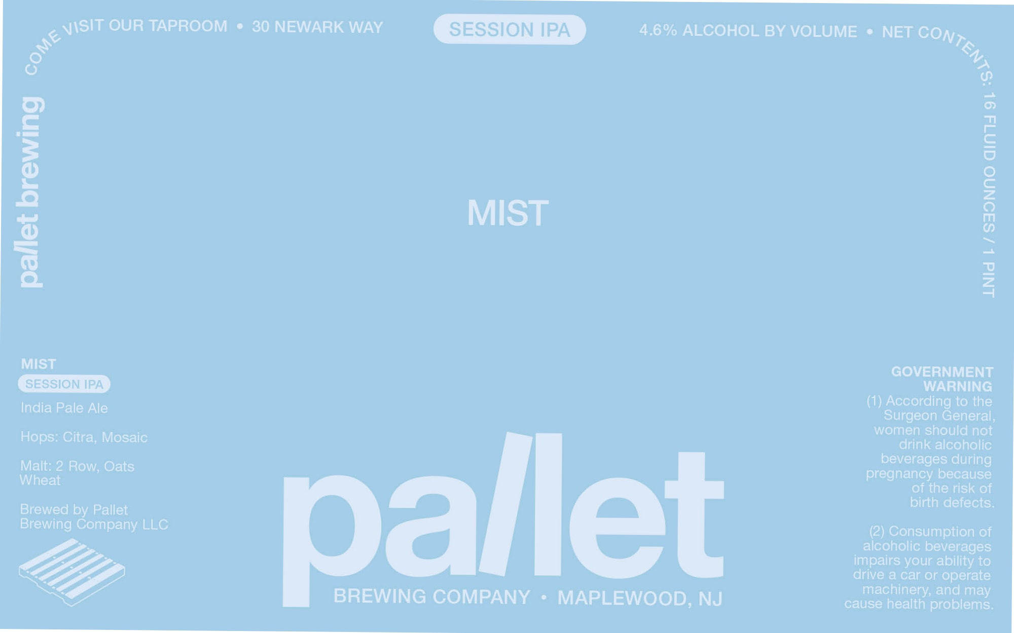 Mist by Pallet Brewing Company - beer label