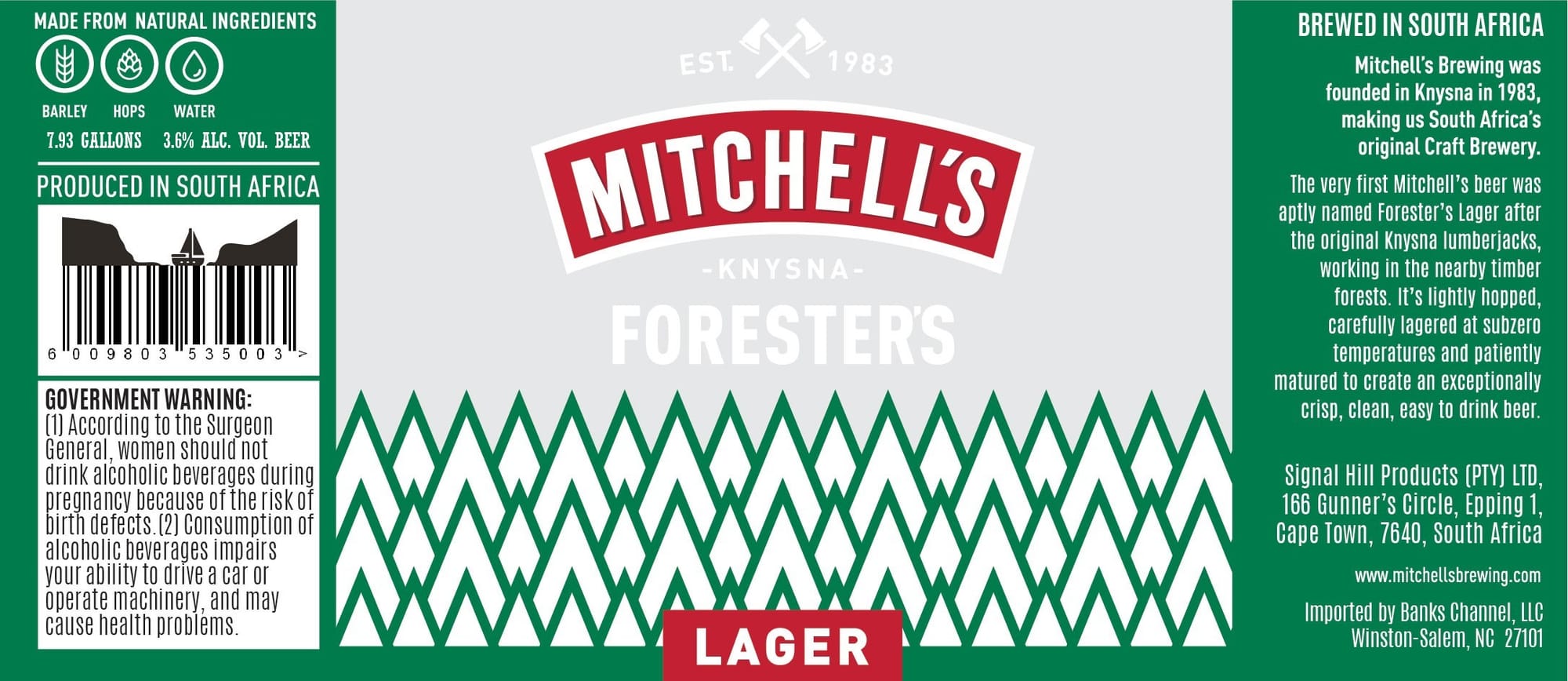 Foresters Lager by Mitchell’s Brewing - beer label