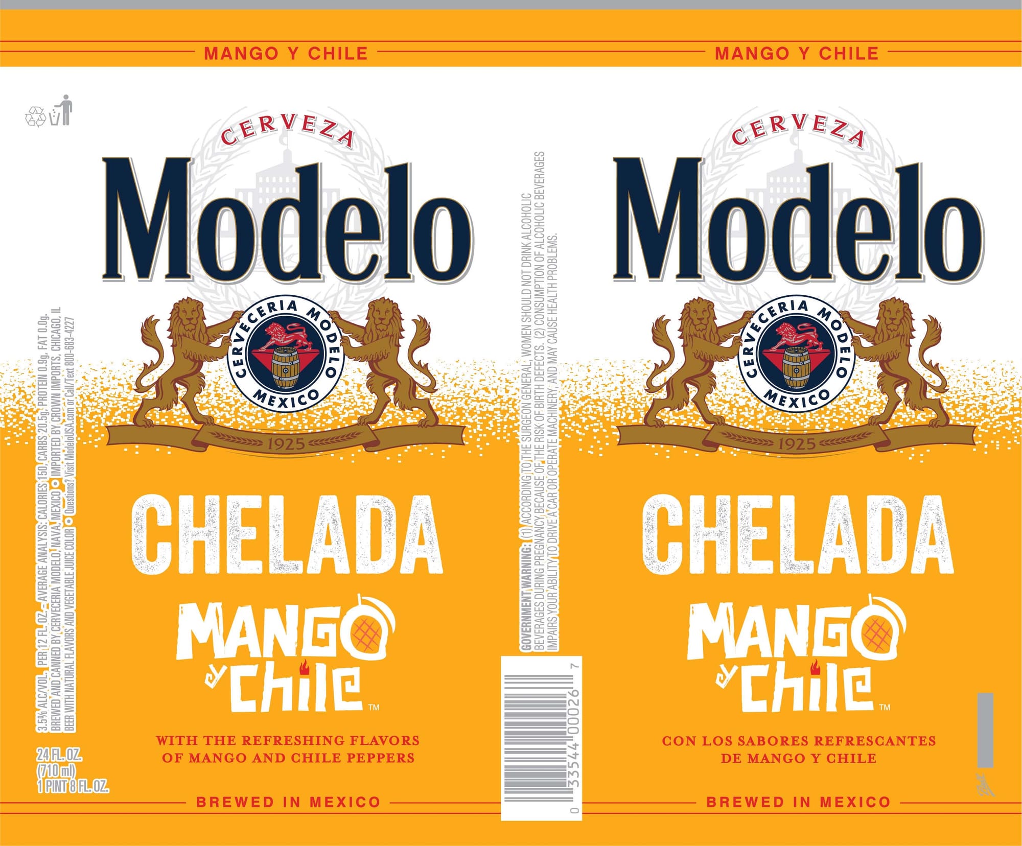 Modelo Chelada Mango Chile by Constellation Brands - beer label